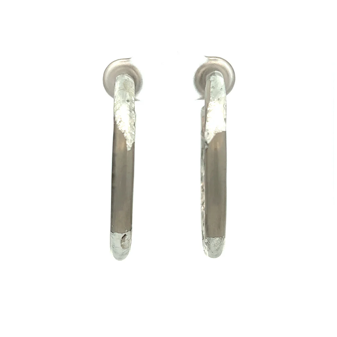 SOHO Sterling Silver Medium Hammered Hoop Earrings