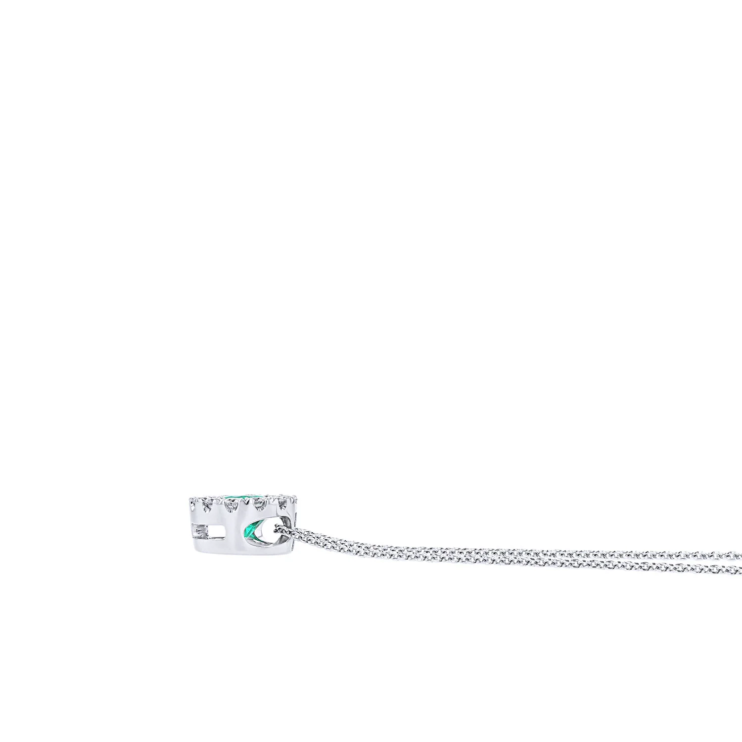 Spark Creations 18K Emerald and Diamond Halo Pendant - Image 2