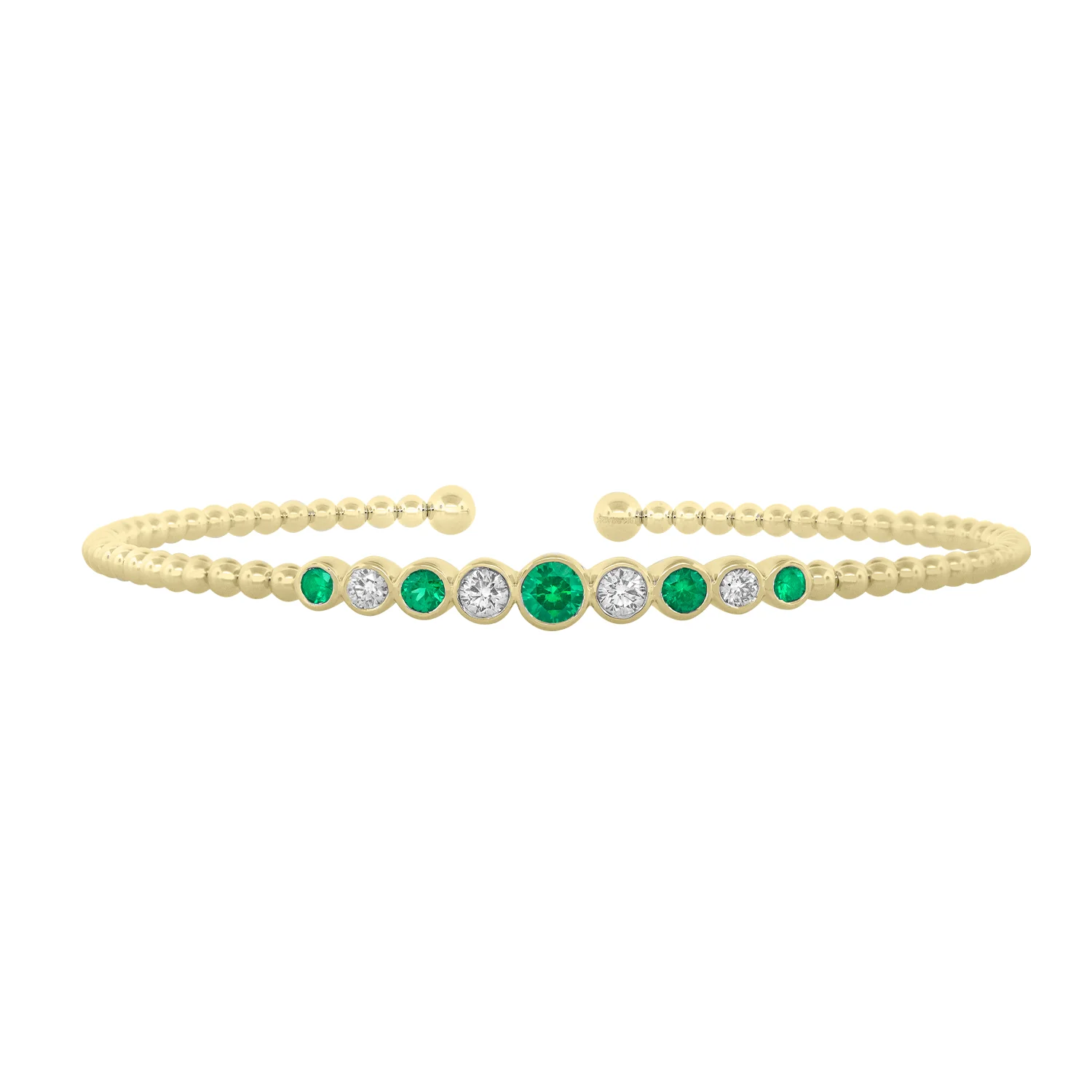 Spark Creations 18K Two-Tone Emerald and Diamond Cuff Bracelet