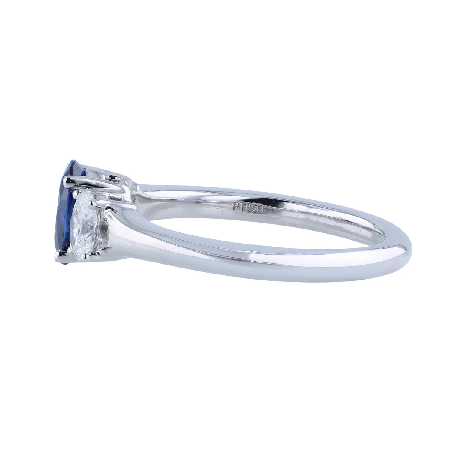 Spark Creations Platinum  Sapphire and Diamond Three Stone Ring - Image 2