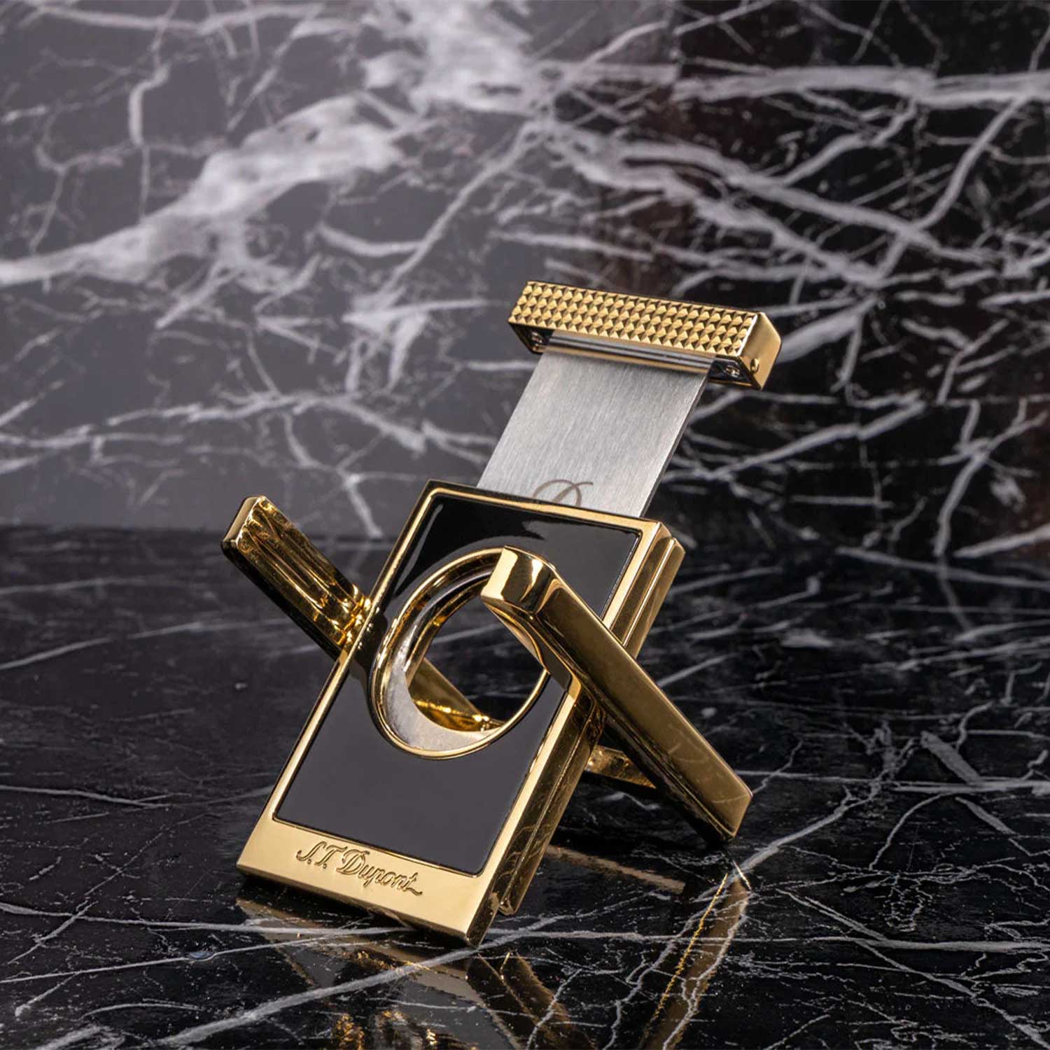ST Dupont Black and Golden Cigar Cutter and Stand 003393 - Image 4