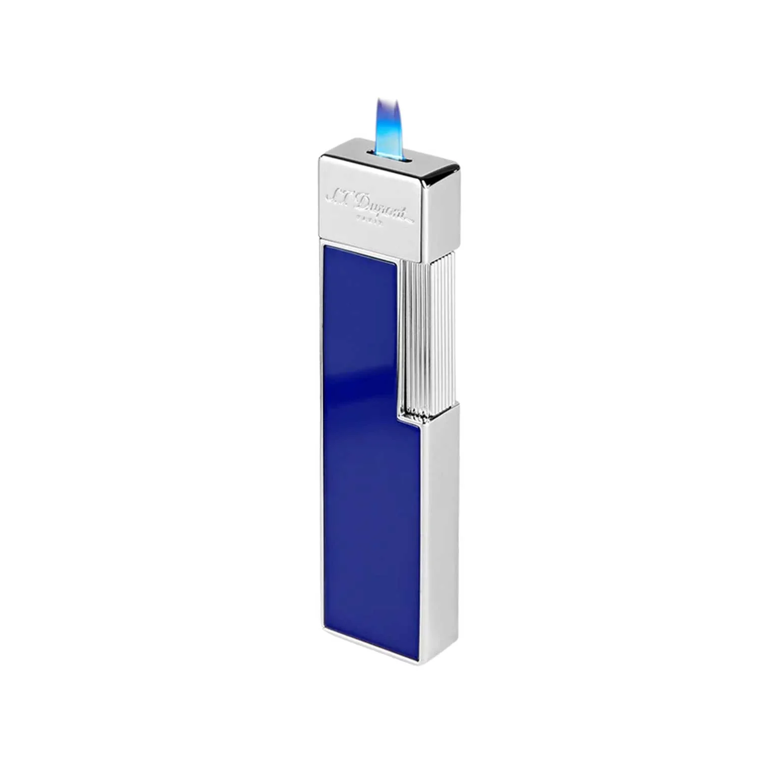 ST Dupont Twiggy Shiny Blue Lacquer/Chrome Lighter 030005 - Image 2