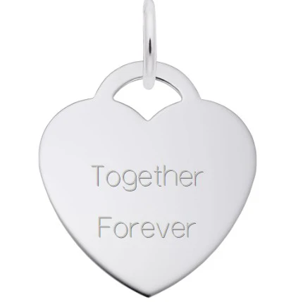 Sterling Engraved Heart Charm, Font: Script on Fro - Image 2