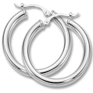 Sterling Silver Hoop Earrings - 25mm x 3mm