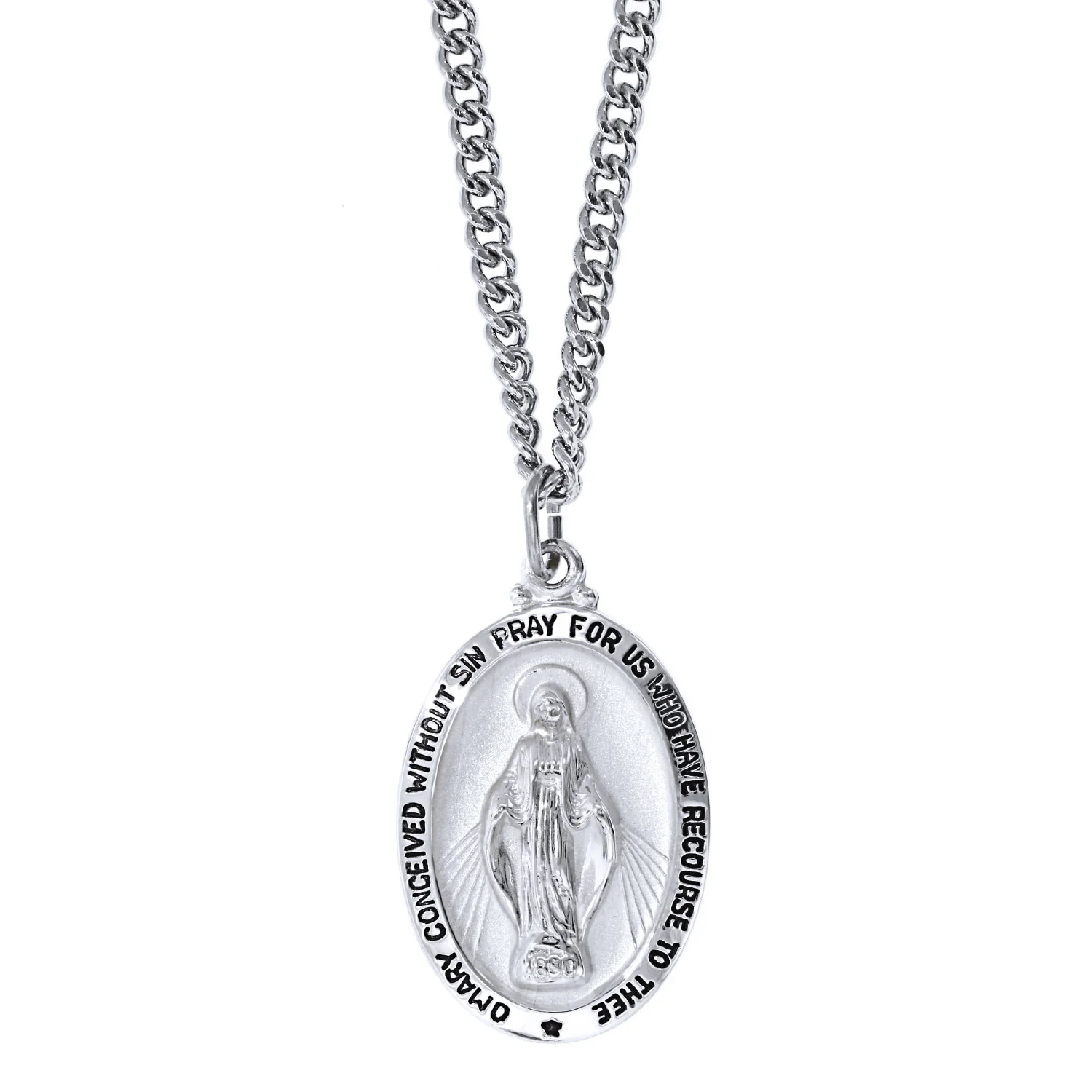 Sterling Silver Large Miraculous Medal Pendant - Image 2