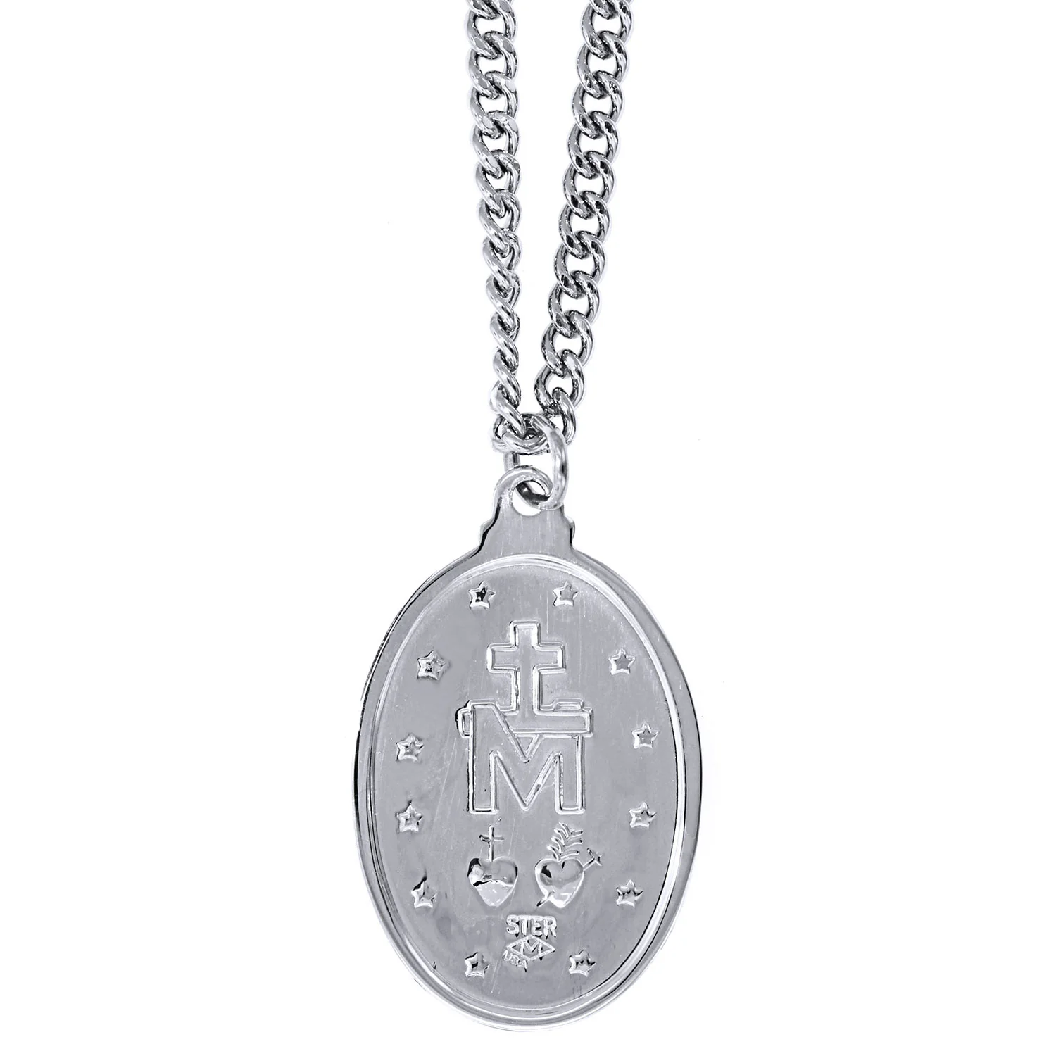 Sterling Silver Large Miraculous Medal Pendant - Image 4