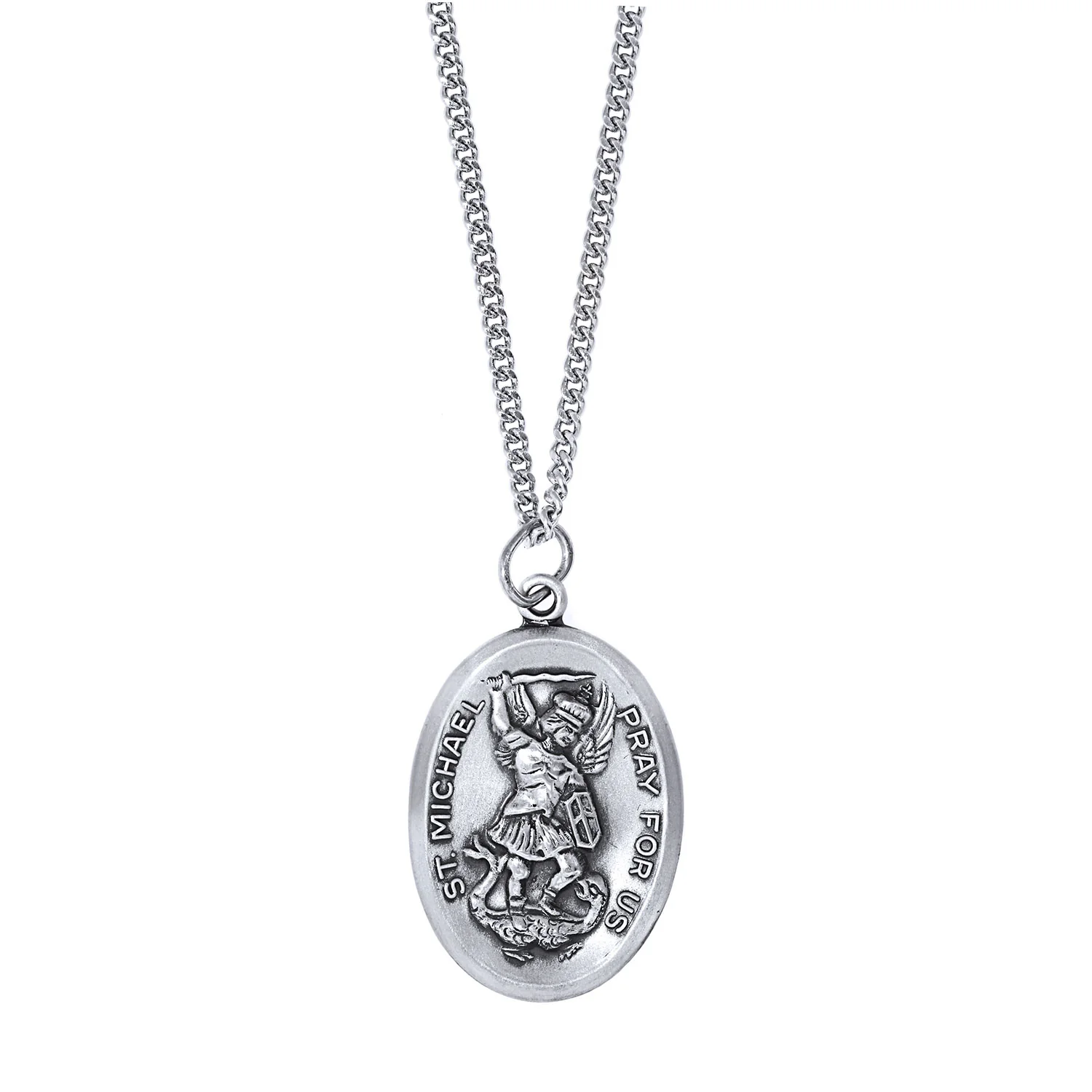 Sterling Silver Large St. Michael Medal Pendant - Image 4