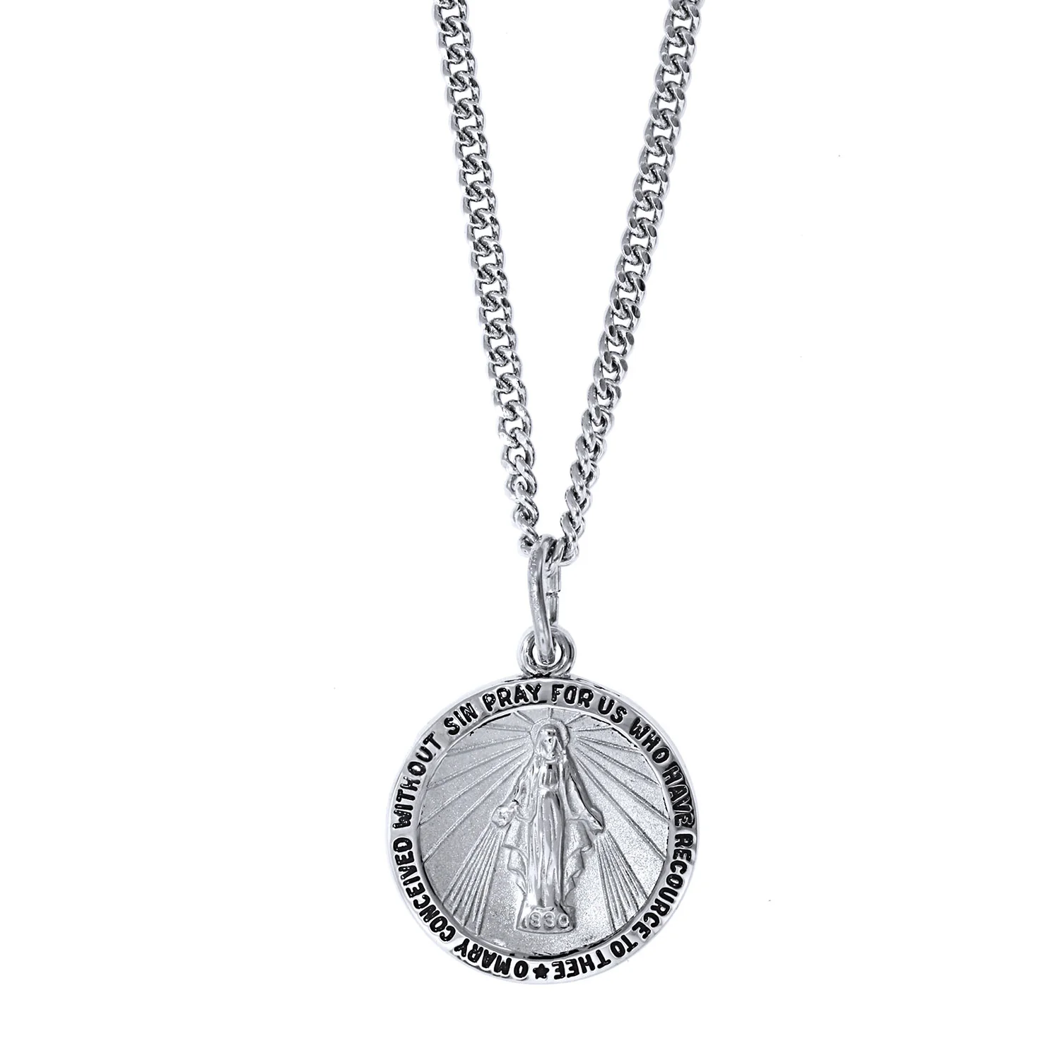 Sterling Silver Miraculous Medal Pendant - Image 2