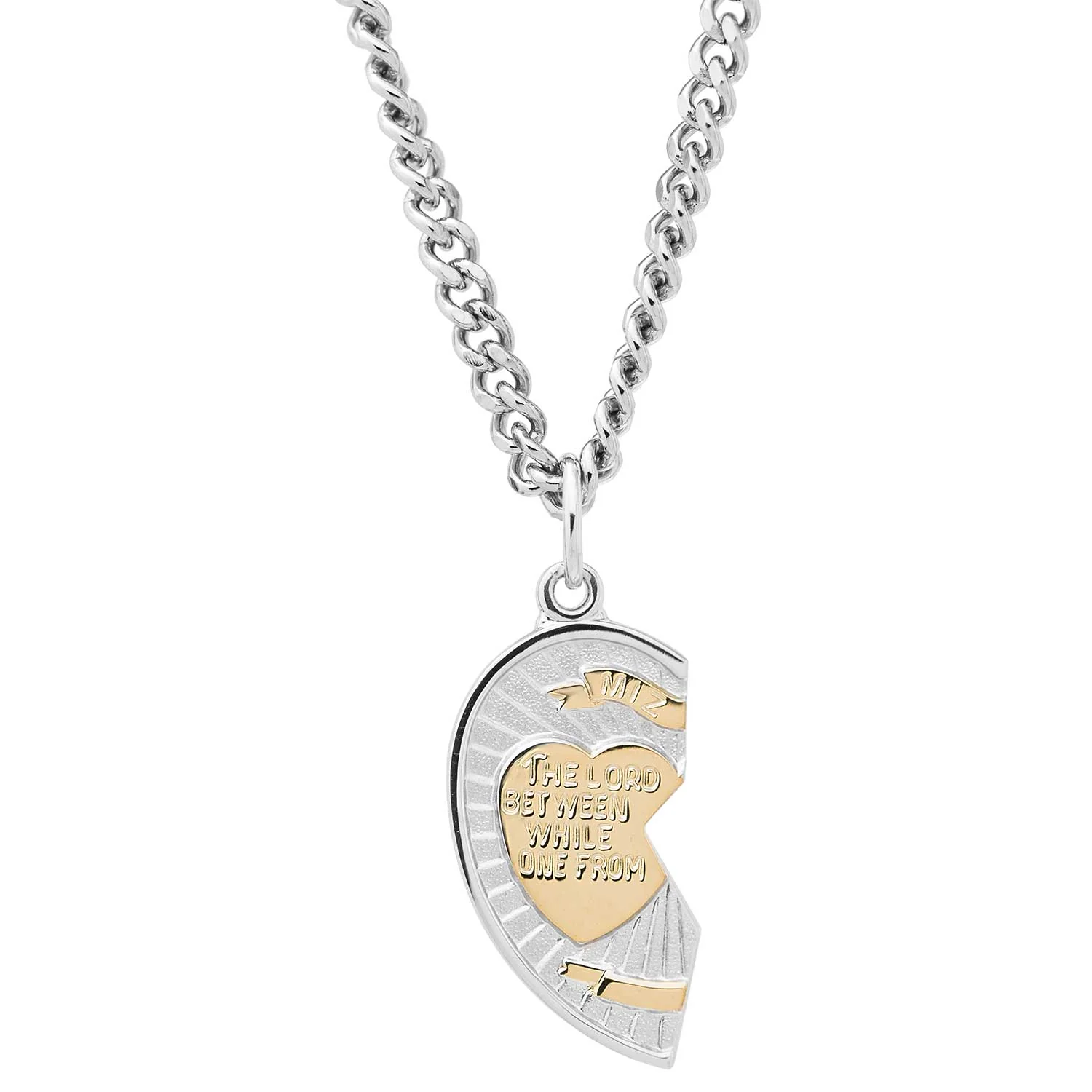 Sterling Silver Two-Piece Mizpah Heart Medal Pendant - Image 3