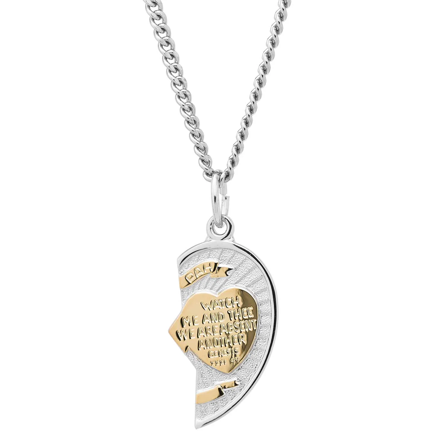 Sterling Silver Two-Piece Mizpah Heart Medal Pendant - Image 4