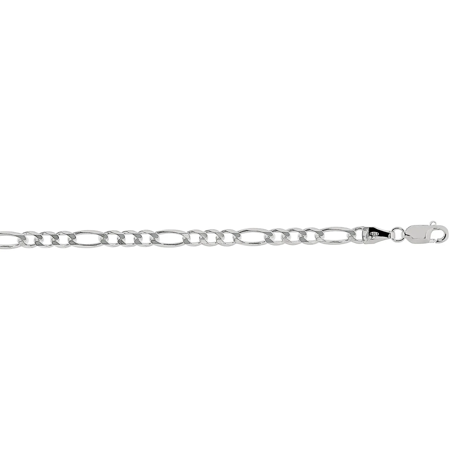 Sterling Silver with Rhodium Finish 3.8MM 20 Inch Flat Figaro Chain
