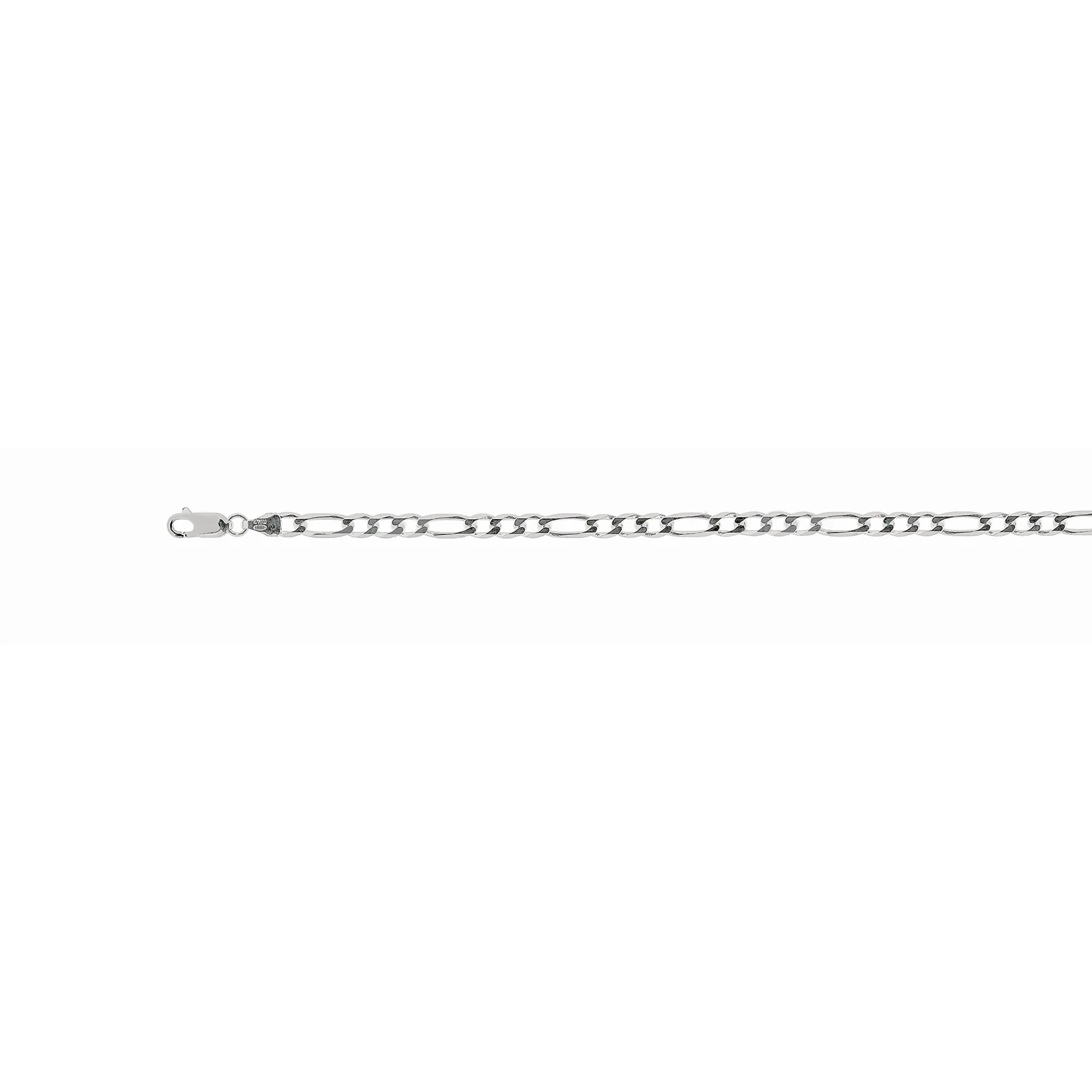 Sterling Silver with Rhodium Finish 4.4MM 28 Inch Flat Figaro Chain