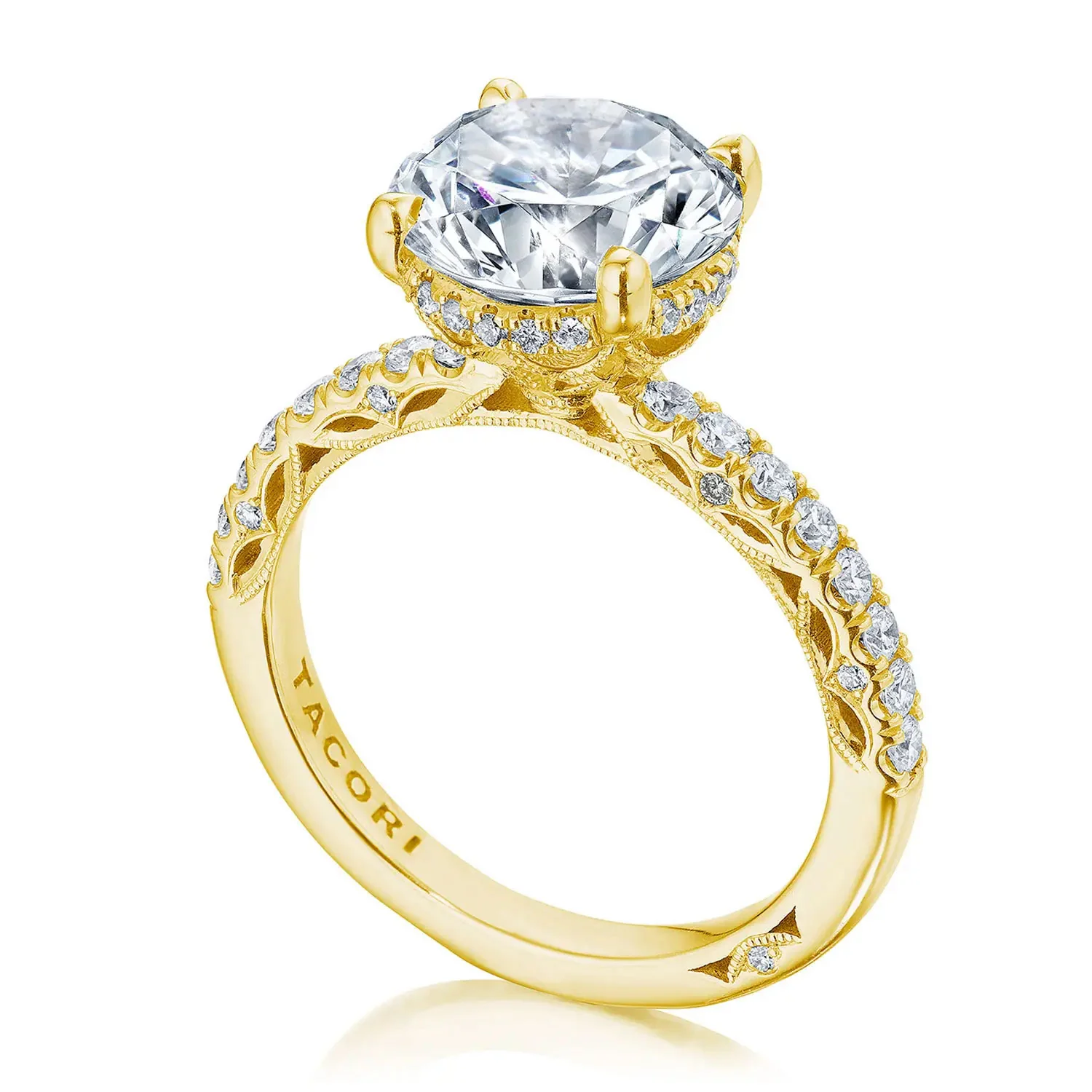 TACORI 18K Dantela Round Diamond Pavé Engagement Ring - Image 2