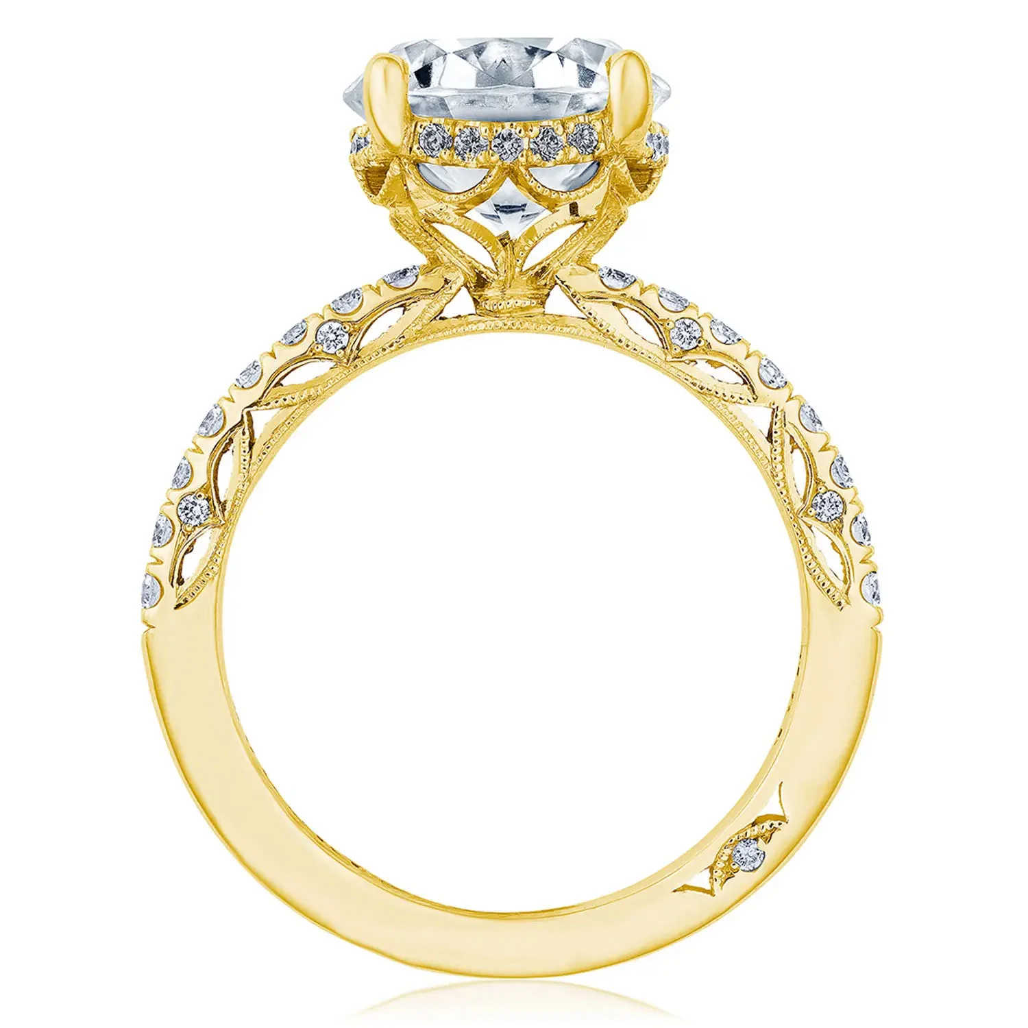 TACORI 18K Dantela Round Diamond Pavé Engagement Ring - Image 3