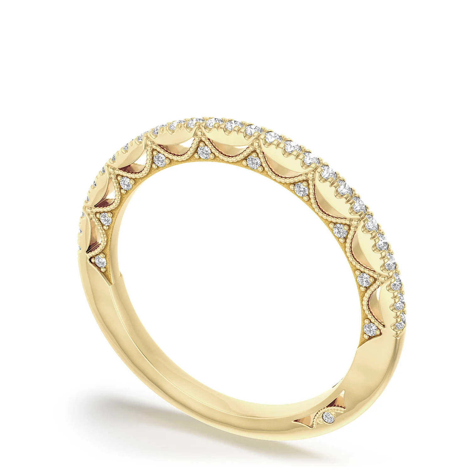 TACORI 18K Lunetta Crescent French Pavé Diamond Wedding Band - Image 2