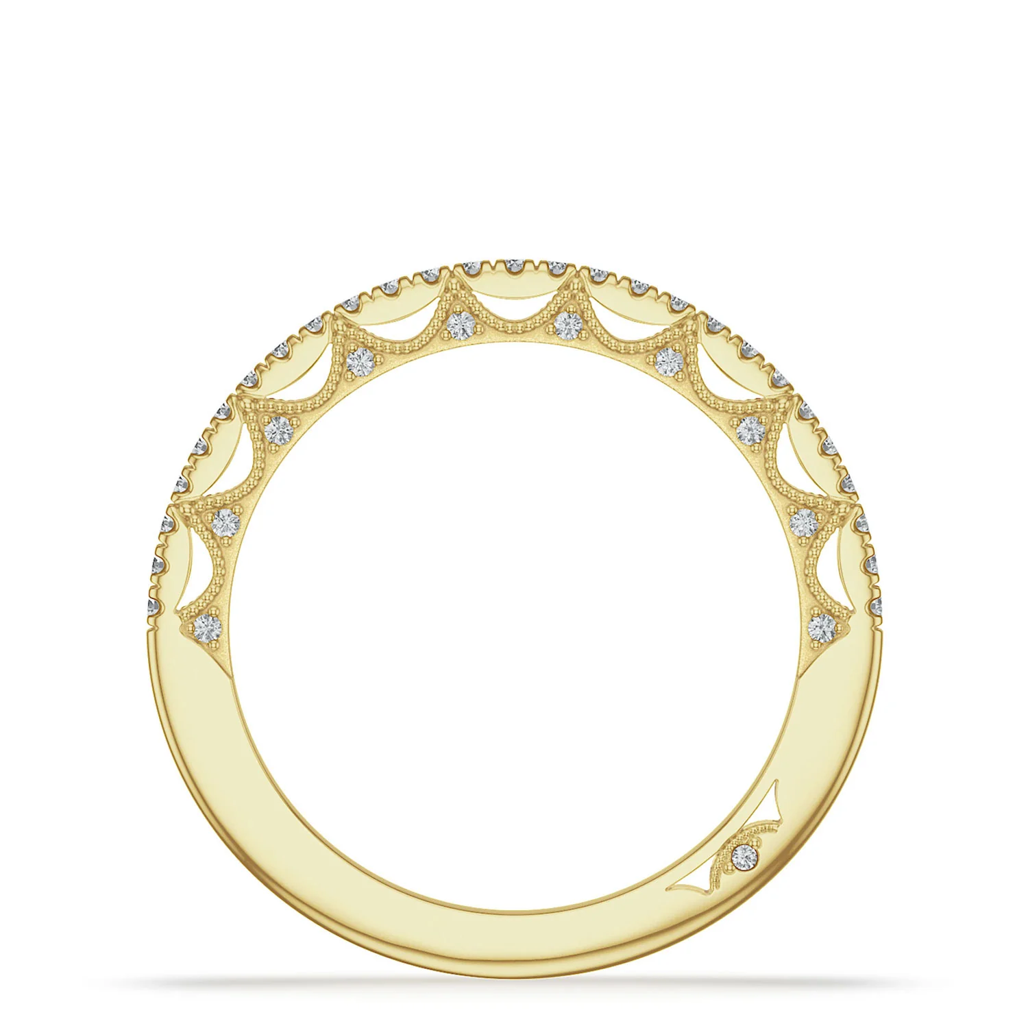 TACORI 18K Lunetta Crescent French Pavé Diamond Wedding Band - Image 3
