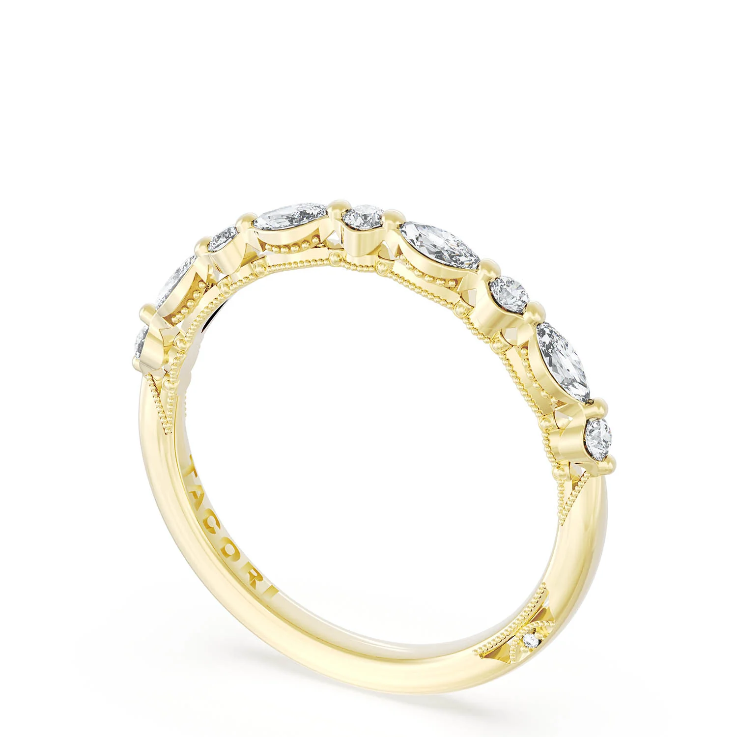 TACORI 18K Sculpted Crescent Alternating Marquise Diamond Wedding Band - Image 2