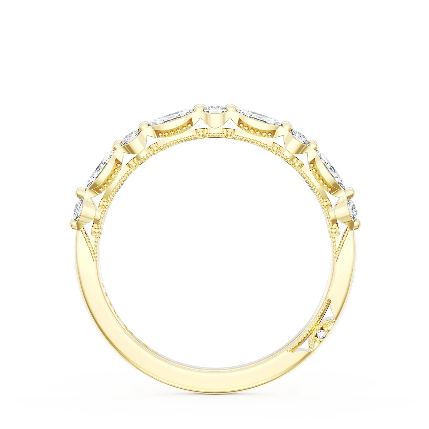TACORI 18K Sculpted Crescent Alternating Marquise Diamond Wedding Band - Image 3