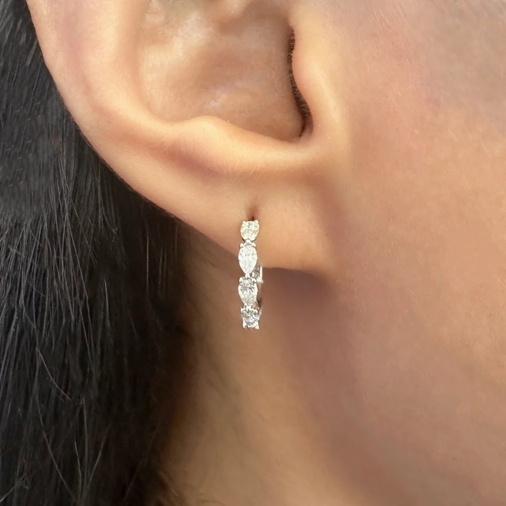 TACORI 18K Stilla Pear Diamond Hoop Earrings - Small - Image 2
