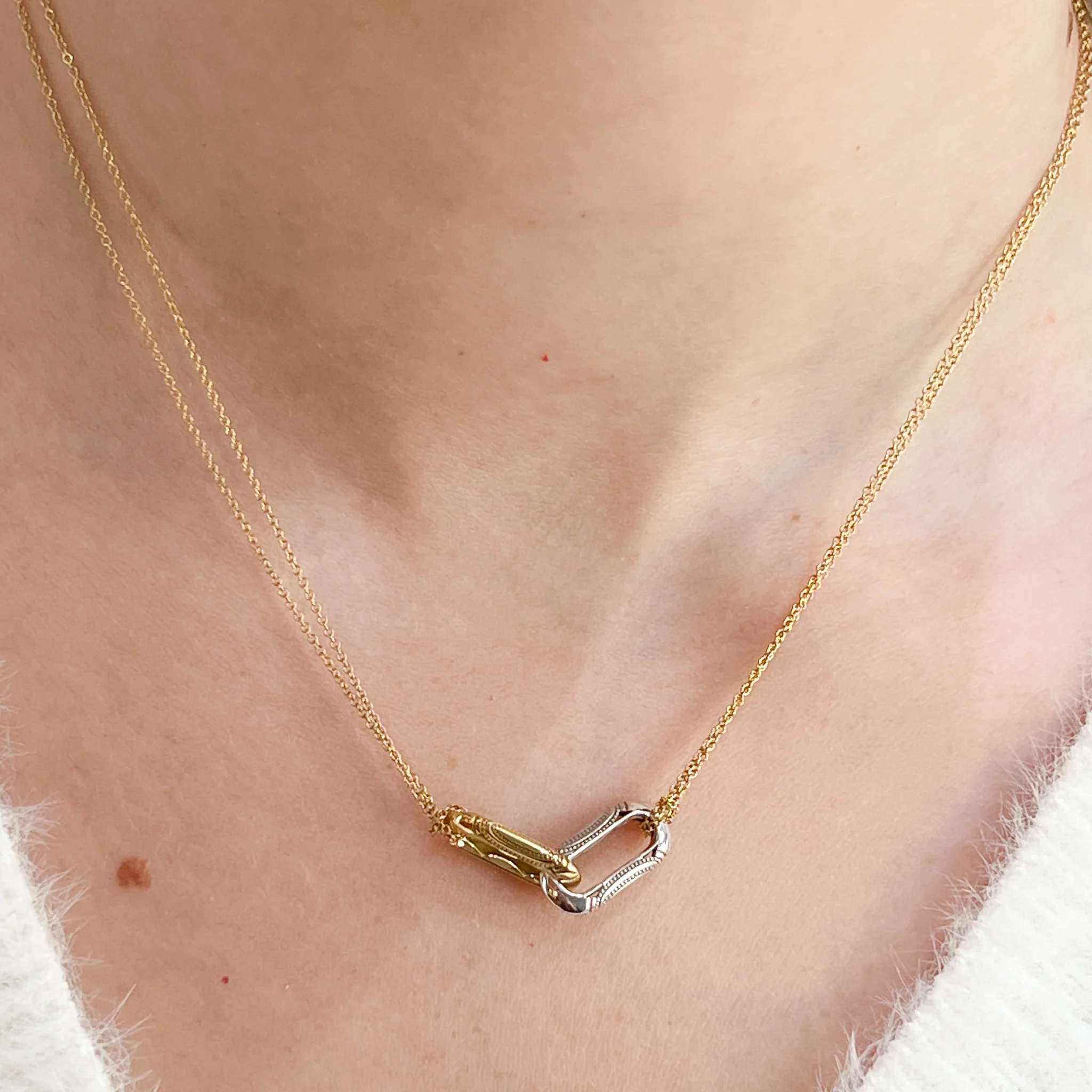 TACORI 18K Two-Tone Crescent Eclipse Double Link Necklace - Image 3