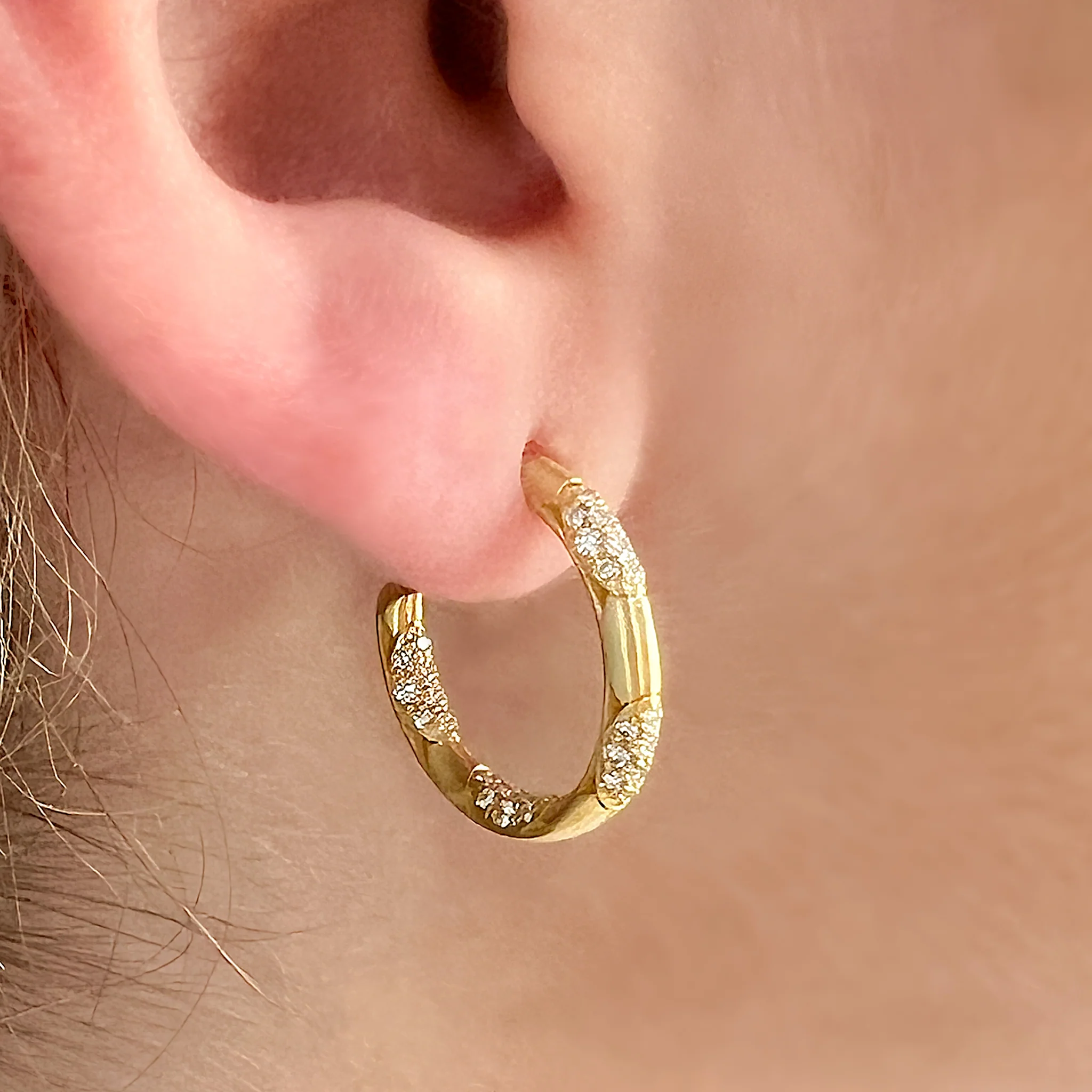 TACORI 18K Crescent Eclipse Diamond Satin Hoop Earrings - Image 2