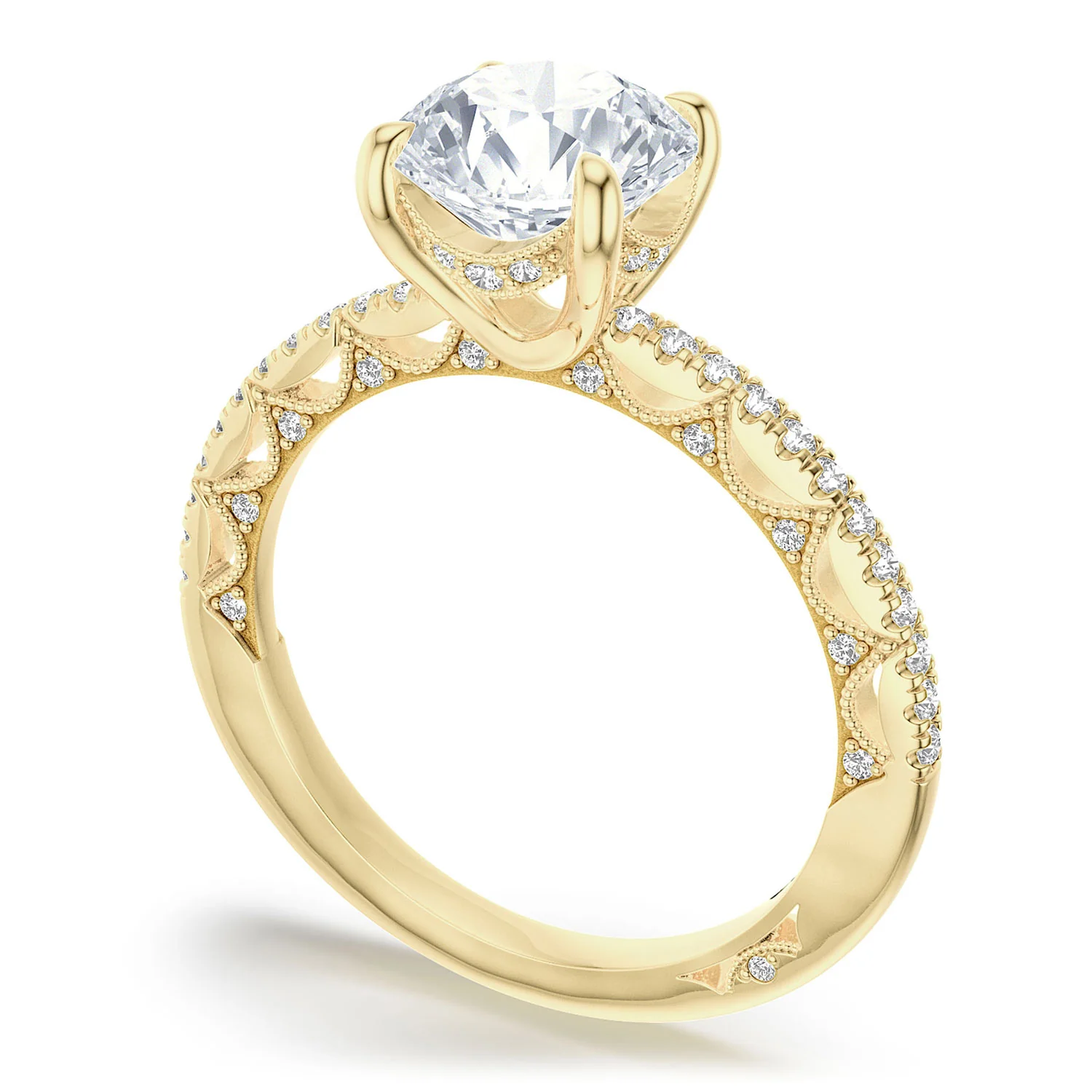 TACORI 18K Lunetta Crescent Round Diamond Pavé Engagement Ring - Image 2