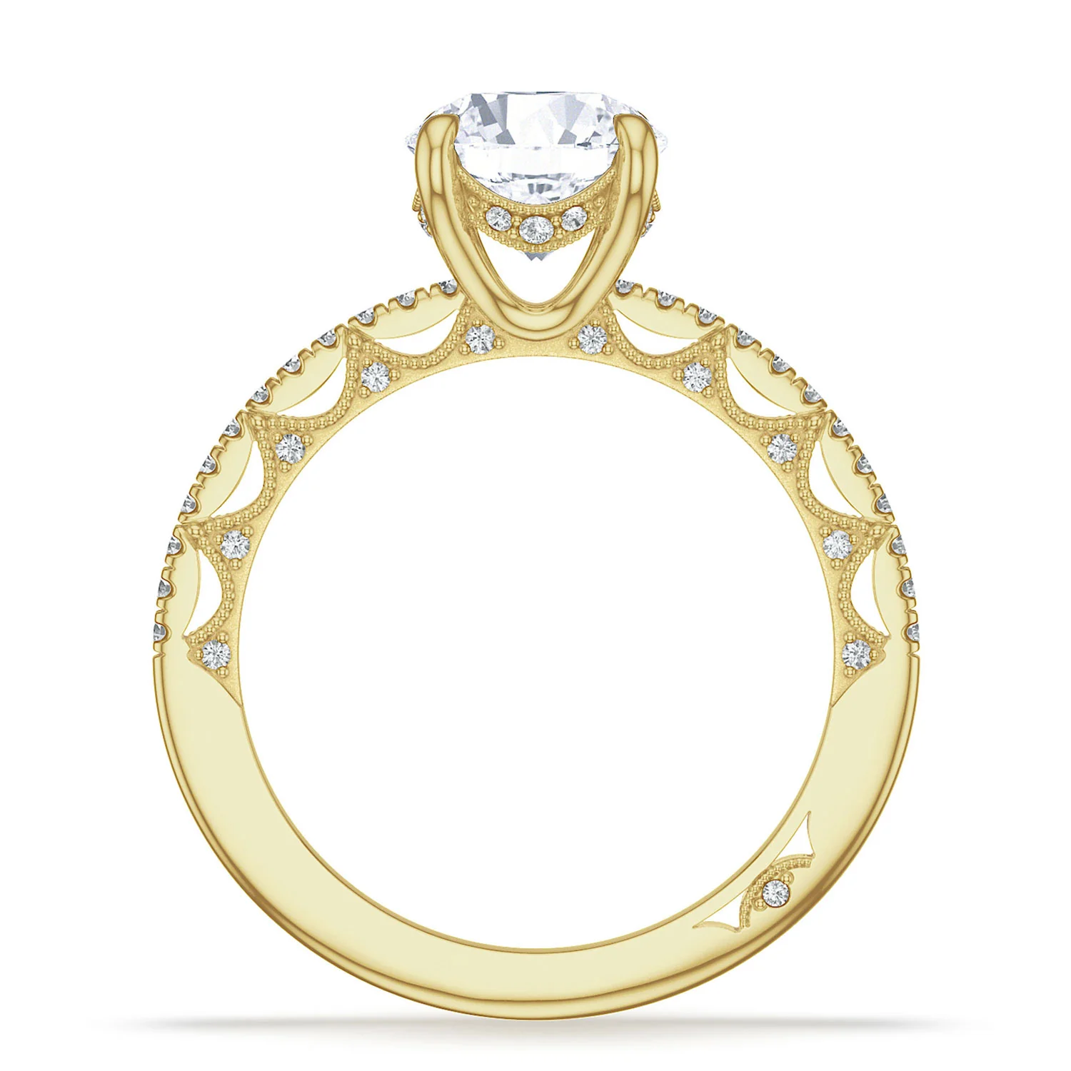 TACORI 18K Lunetta Crescent Round Diamond Pavé Engagement Ring - Image 3