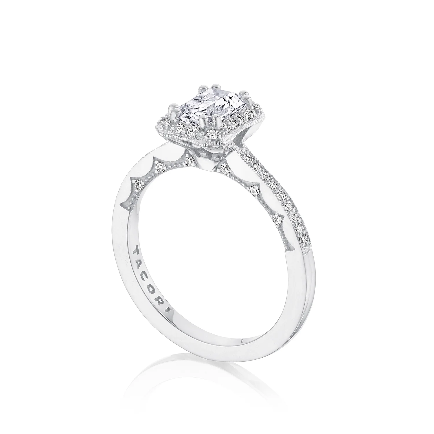 TACORI 14K Coastal Crescent Emerald Halo Engagement Ring - Image 2