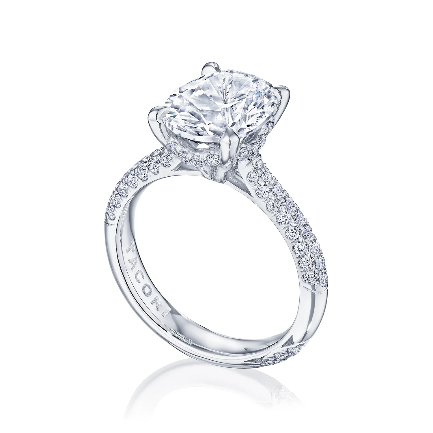TACORI Platinum RoyalT Oval Diamond Pavé Engagement Ring - Image 2