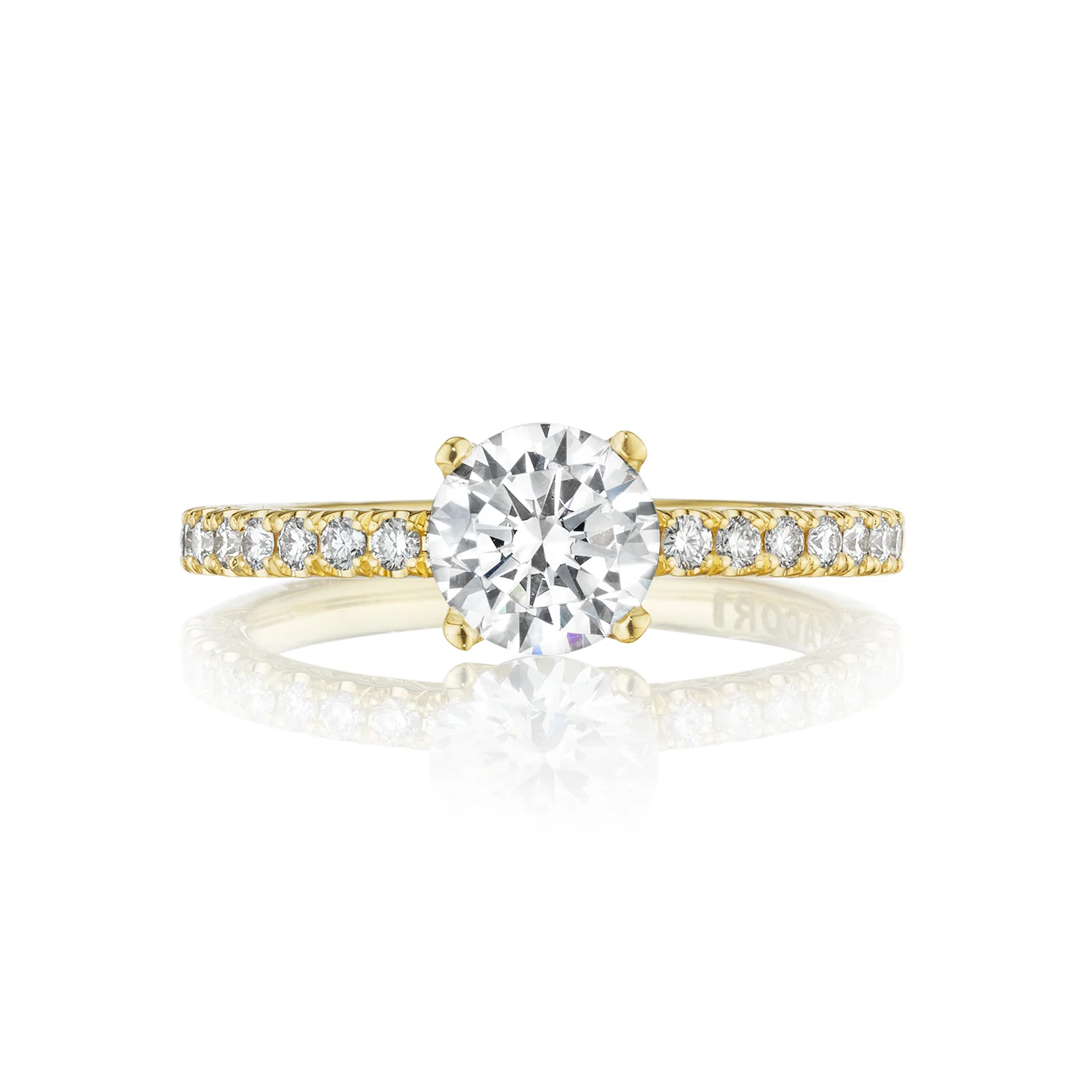 TACORI 18K Petite Crescent Round Diamond Pavé Engagement Ring