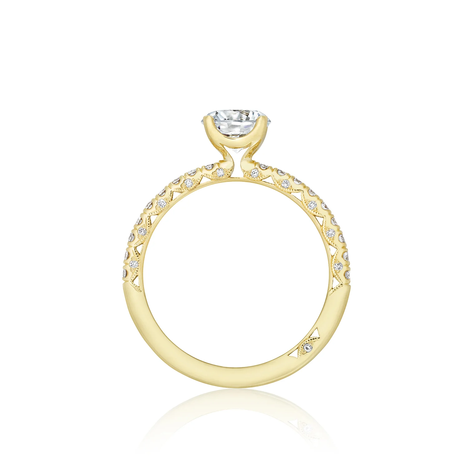 TACORI 18K Petite Crescent Round Diamond Pavé Engagement Ring - Image 3