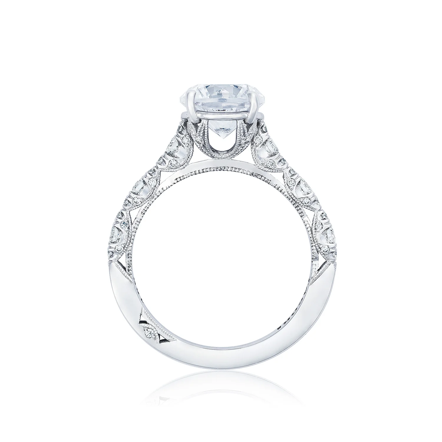 TACORI 18K Petite Crescent Round Diamond Pavé Engagement Ring - Image 3