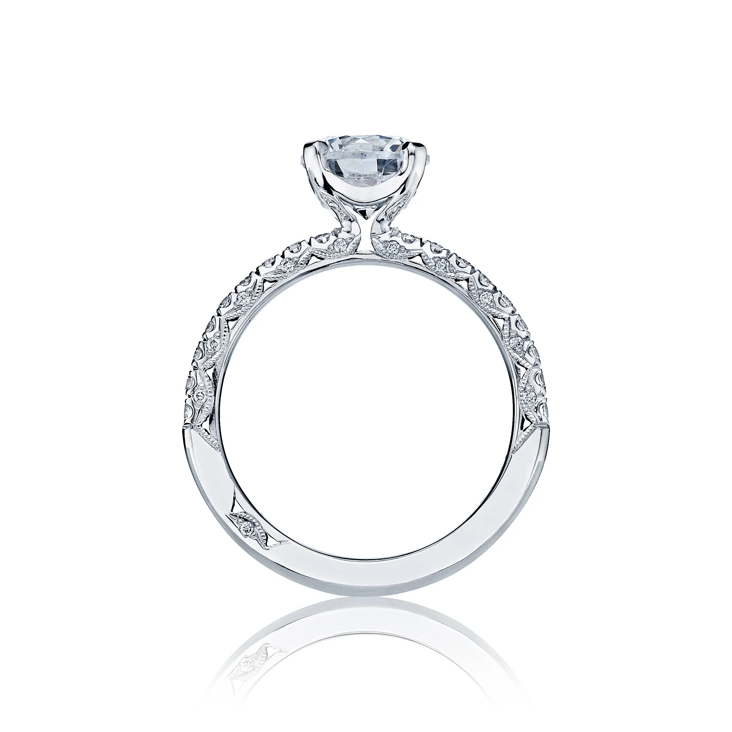 TACORI 18K Petite Crescent Round Diamond Pavé Engagement Ring - Image 2