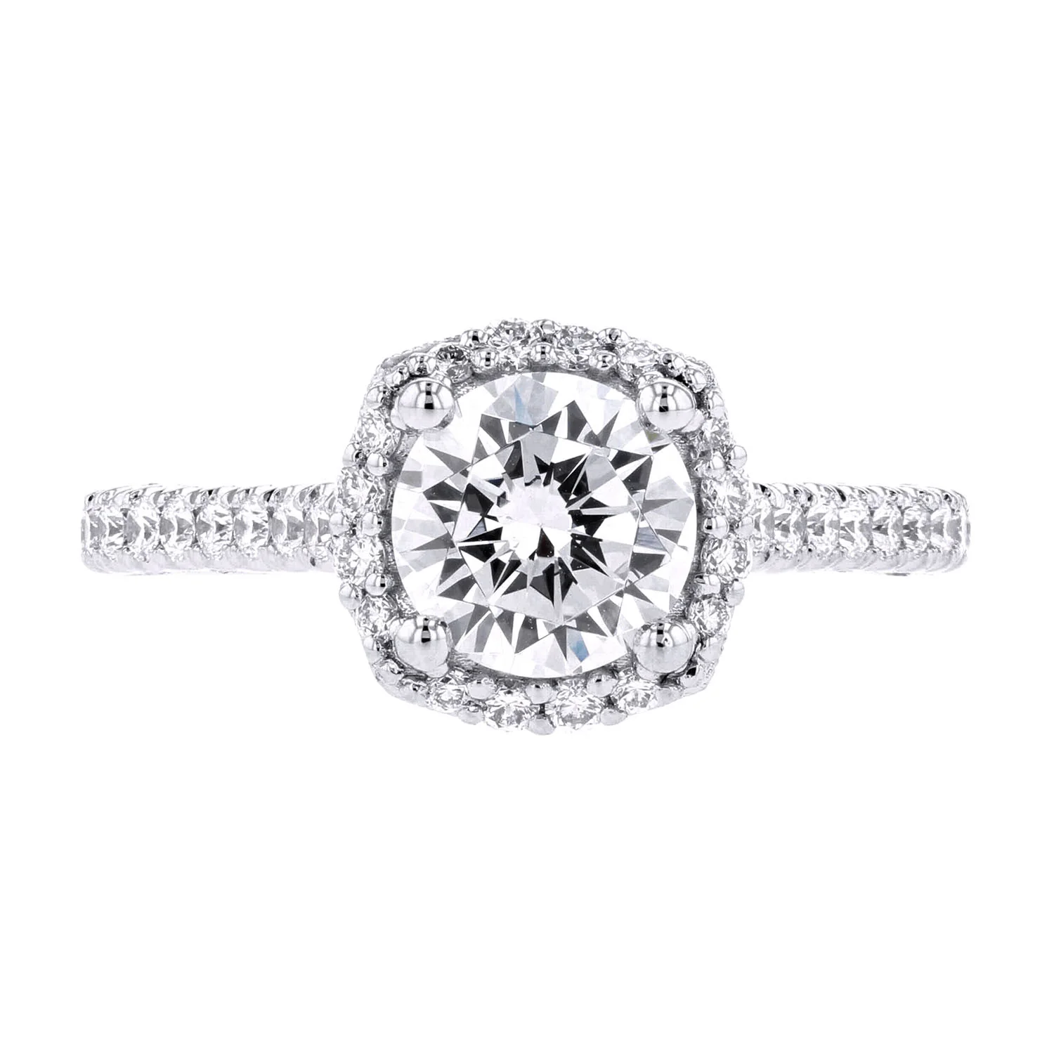 TACORI Platinum Petite Crescent Diamond Cushion Bloom Engagement Ring
