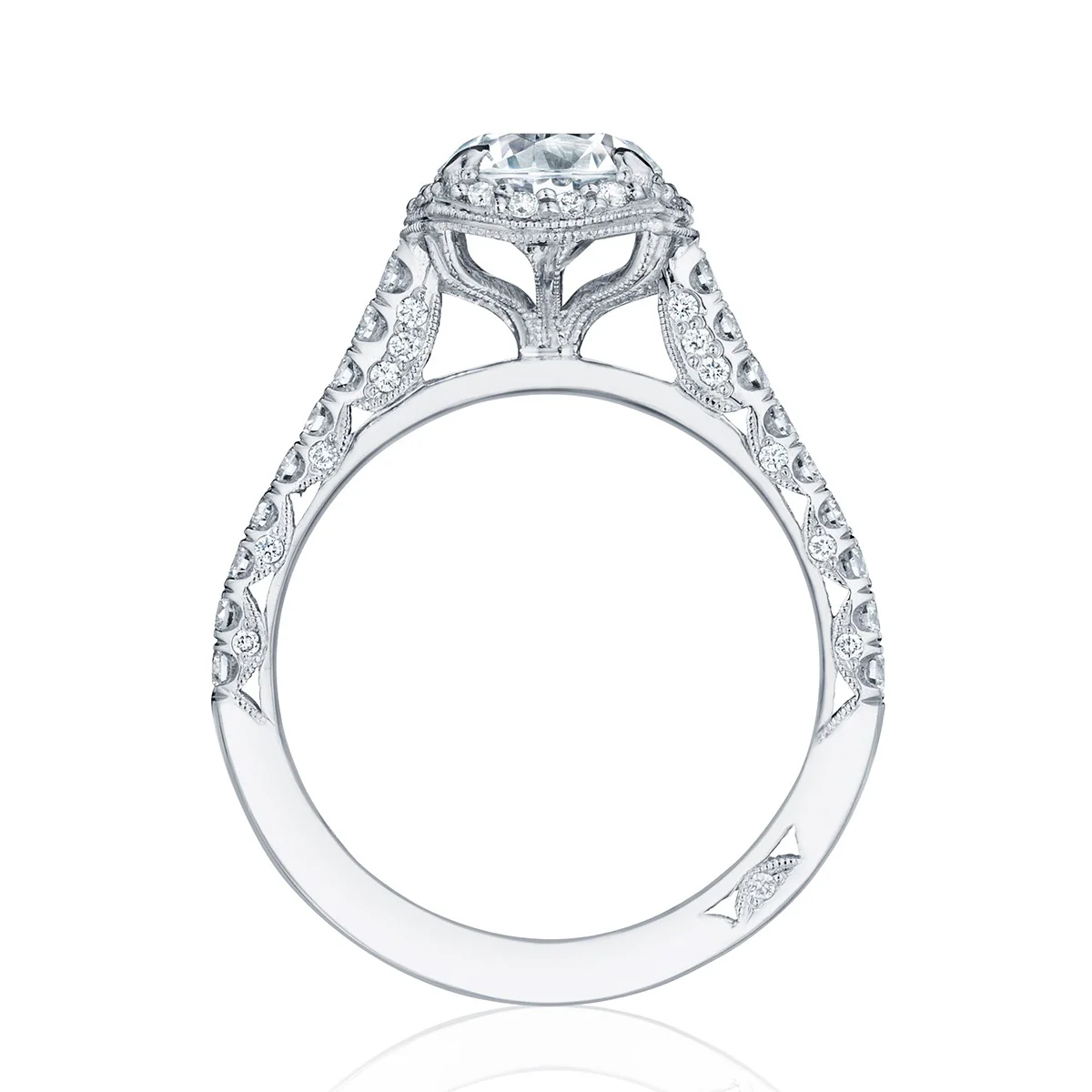 TACORI Platinum Petite Crescent Diamond Cushion Bloom Engagement Ring - Image 2