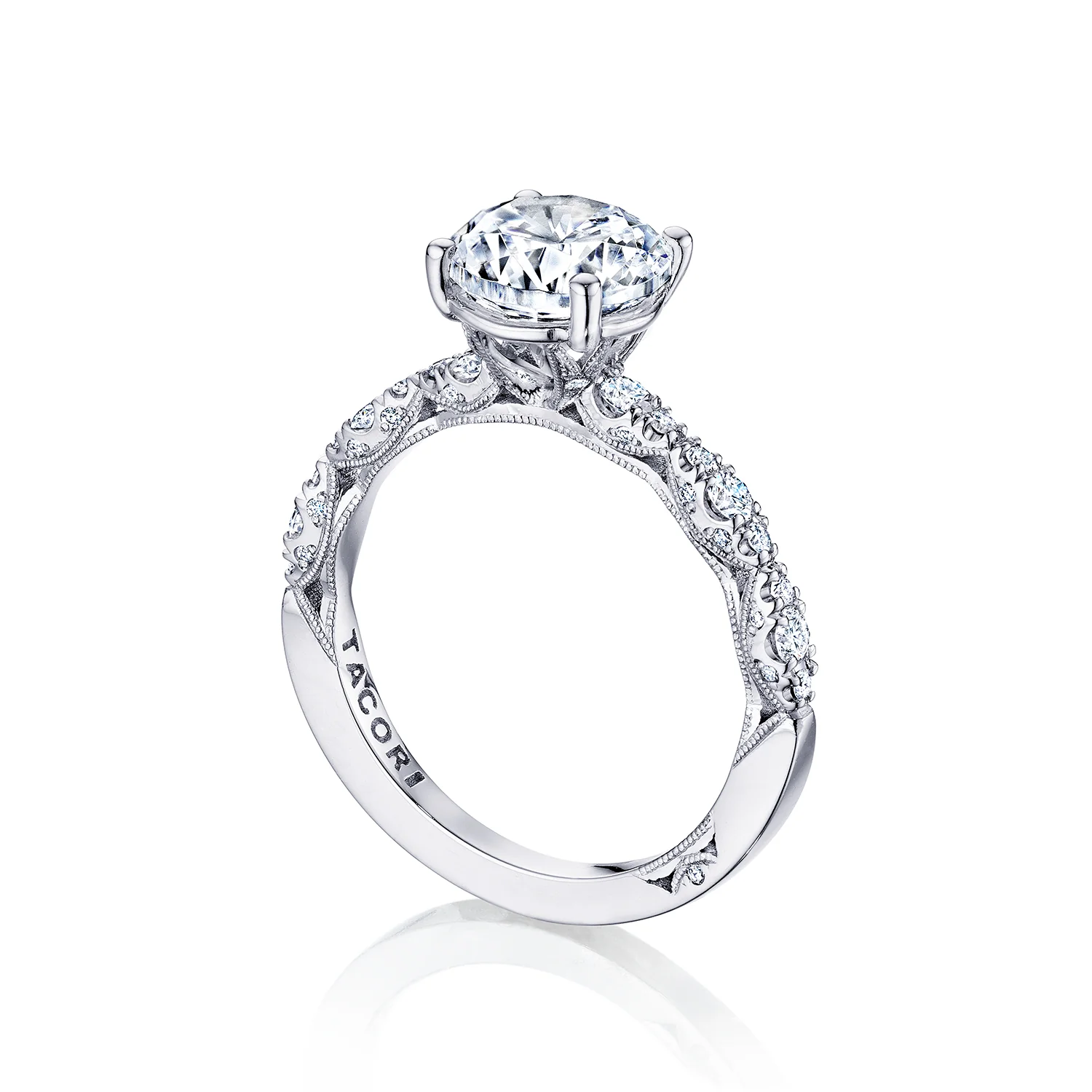 TACORI Platinum Petite Crescent Diamond Engagement Ring - Image 2