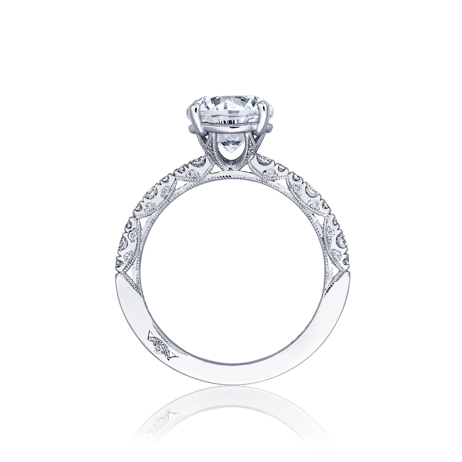 TACORI Platinum Petite Crescent Diamond Engagement Ring - Image 3