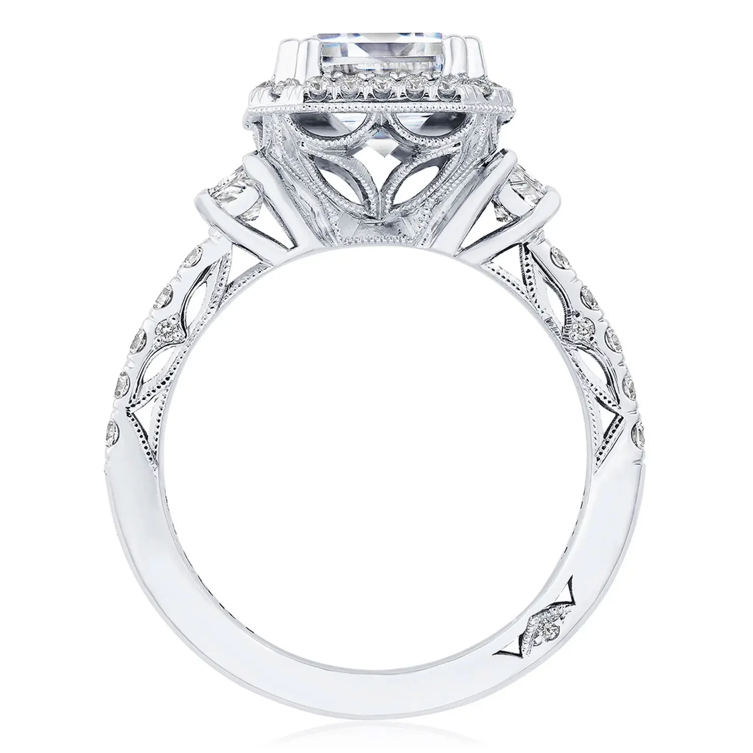 TACORI Platinum Dantela Emerald Three Stone Engagement Ring - Image 3