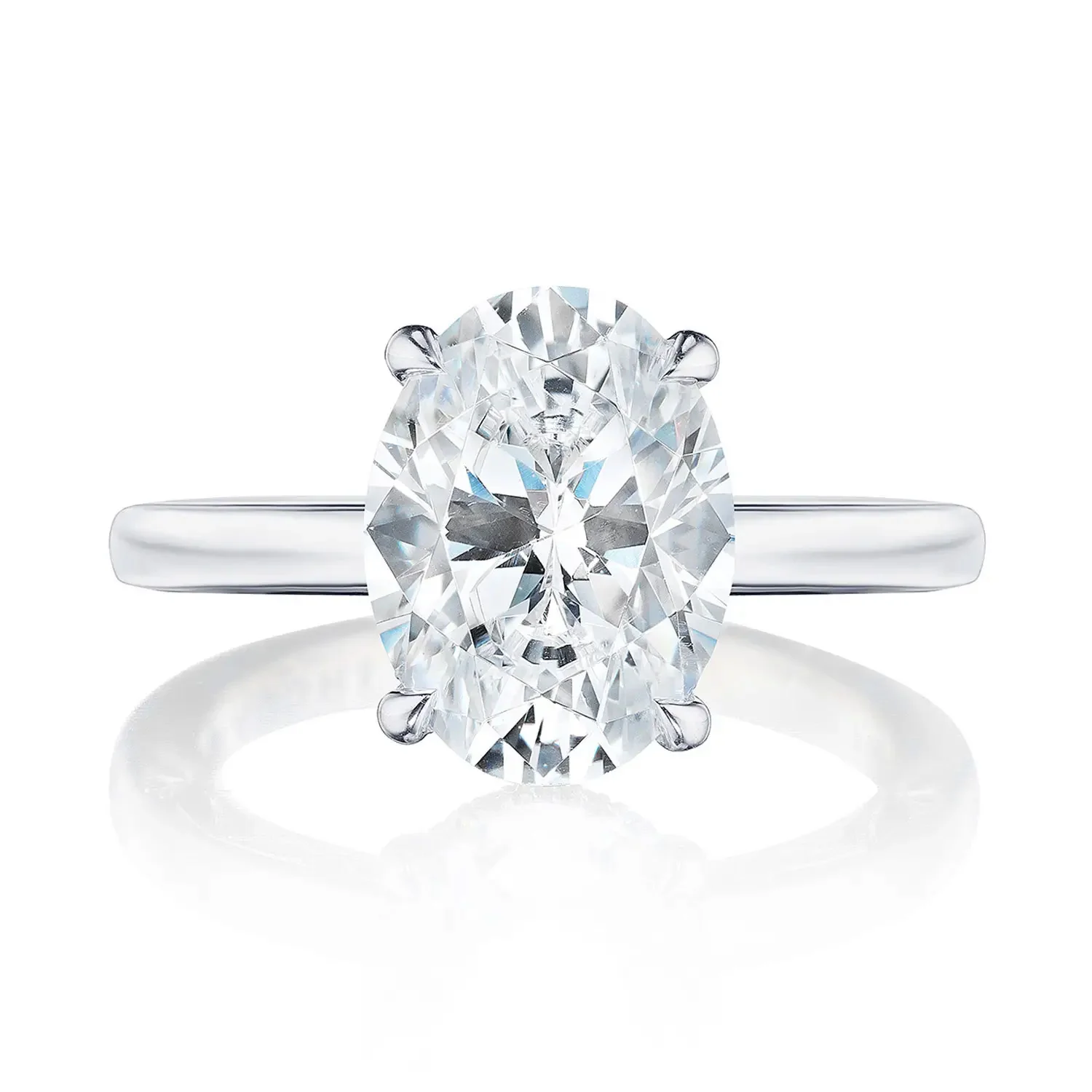 TACORI Platinum Dantela Oval Diamond Solitaire Engagement Ring