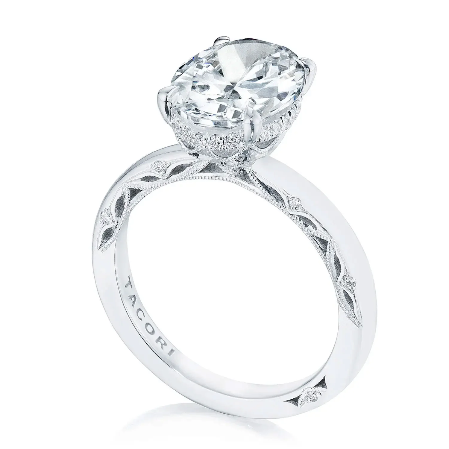TACORI Platinum Dantela Oval Diamond Solitaire Engagement Ring - Image 2