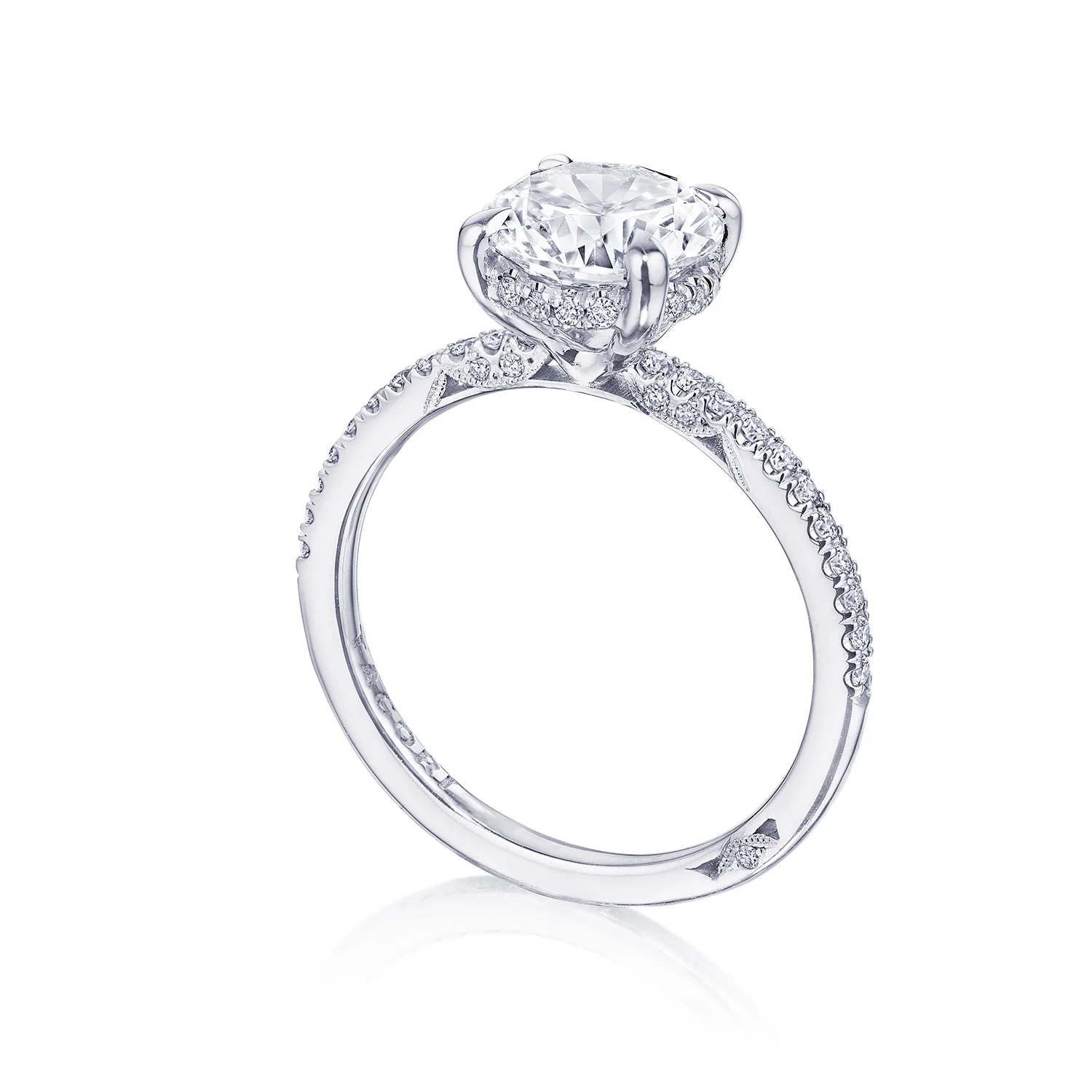 TACORI Platinum Round Diamond Pavé Engagement Ring - Image 2