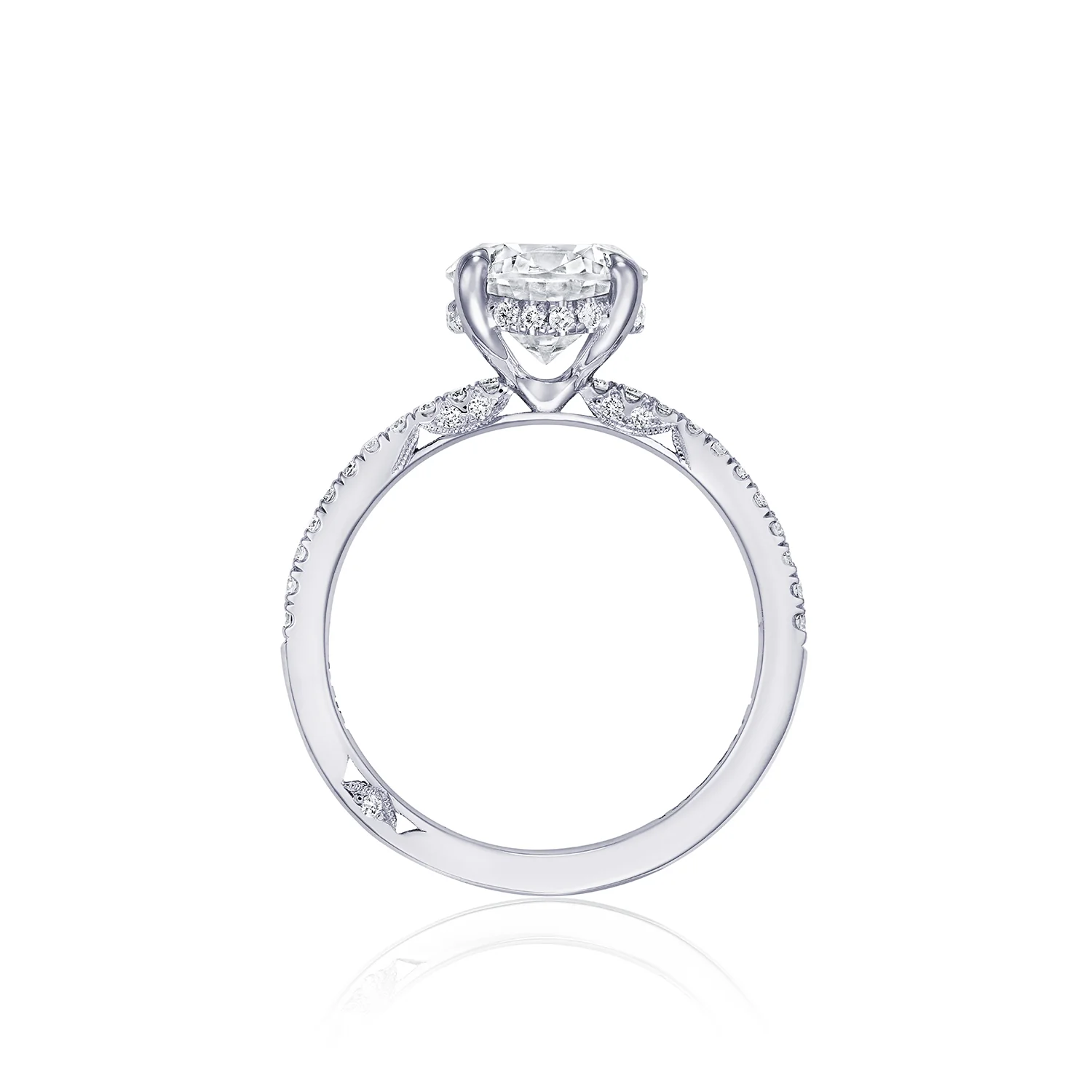 TACORI Platinum Round Diamond Pavé Engagement Ring - Image 3