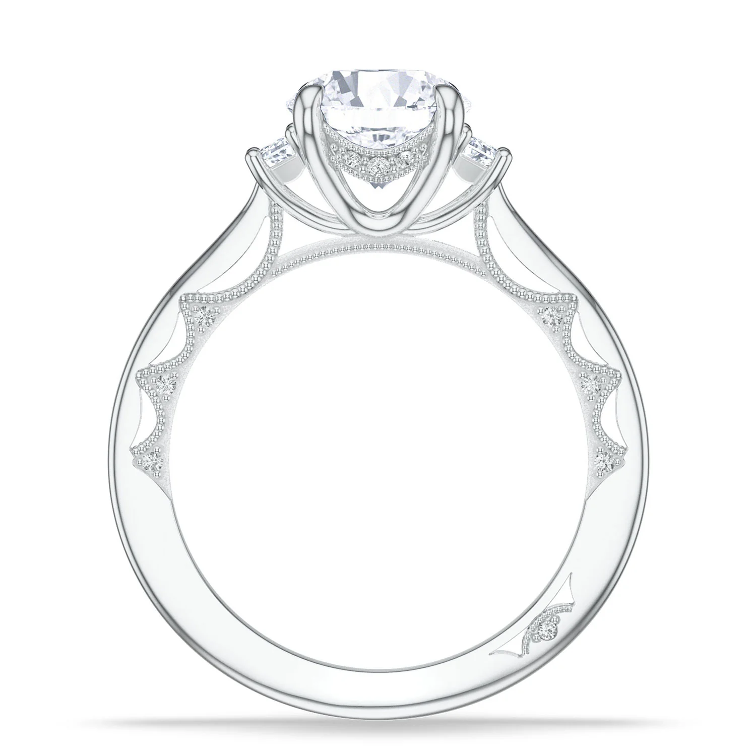 TACORI Platinum Lunetta Crescent Three Stone Engagement Ring - Image 3
