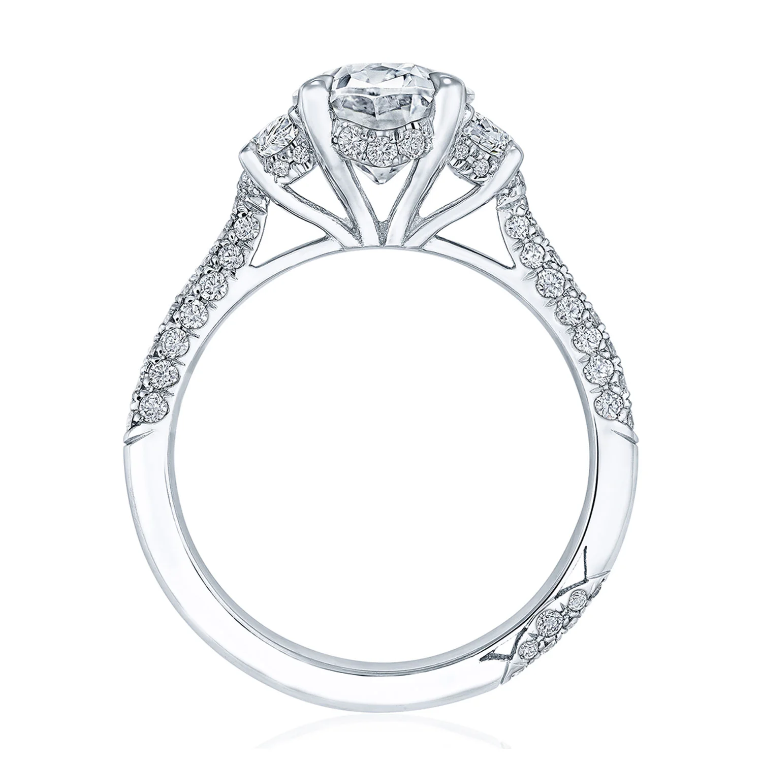 TACORI Platinum RoyalT Oval Diamond Three Stone Engagement Ring - Image 3