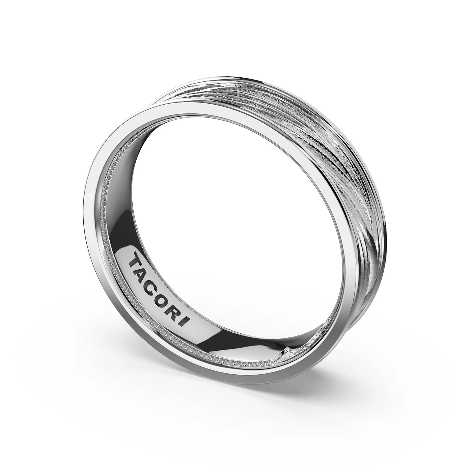 TACORI Platinum Geometric Sculpted Texture Band - 6mm - Image 2