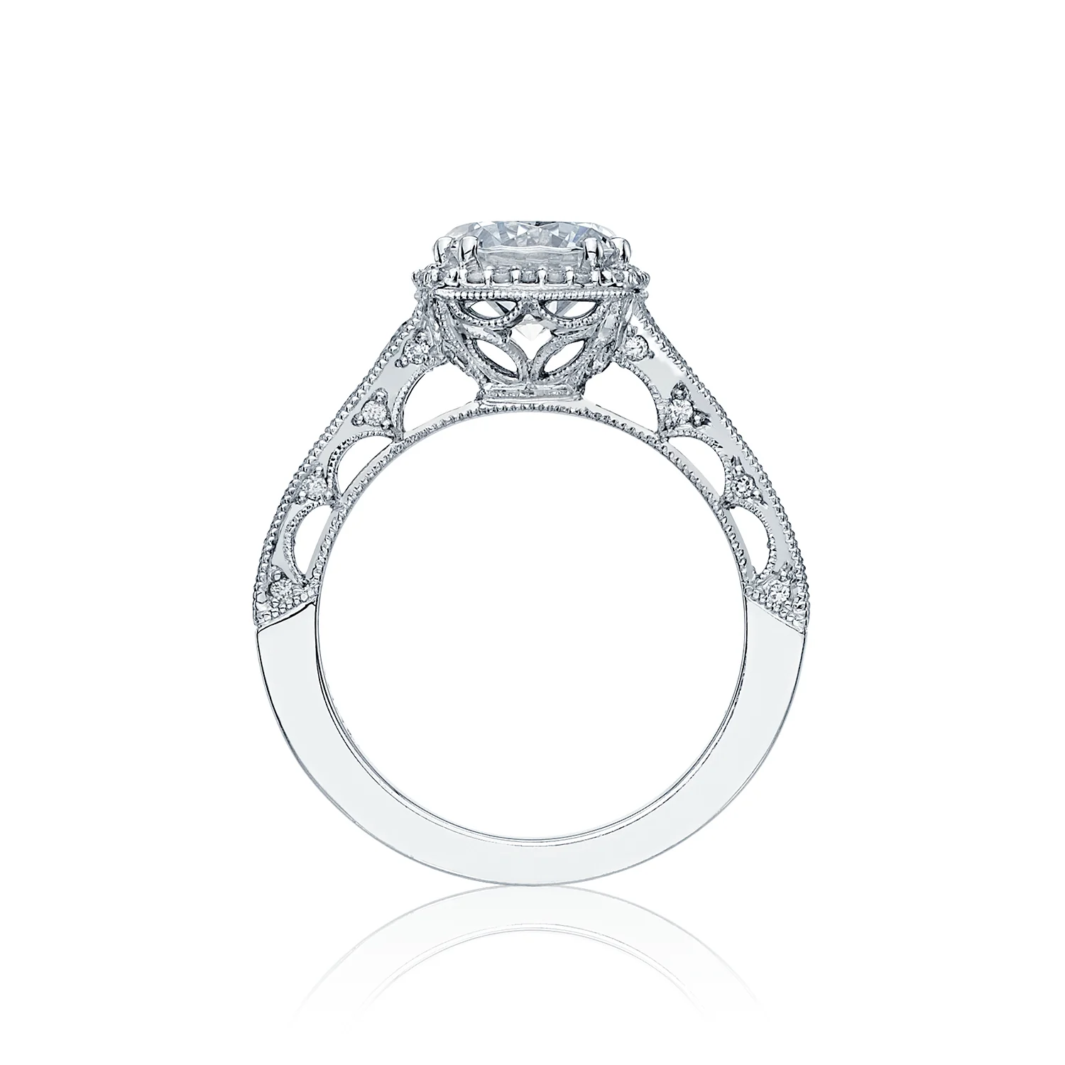 TACORI Platinum Reverse Crescent Diamond Bloom Engagement Ring - Image 2