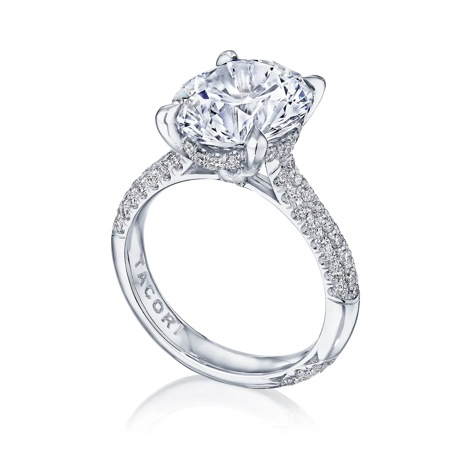 TACORI Platinum RoyalT Round Diamond Pavé Engagement Ring - Image 2