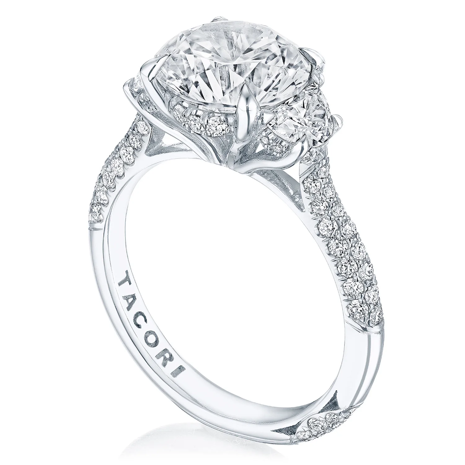 TACORI Platinum RoyalT Round Diamond Three Stone Engagement Ring - Image 2