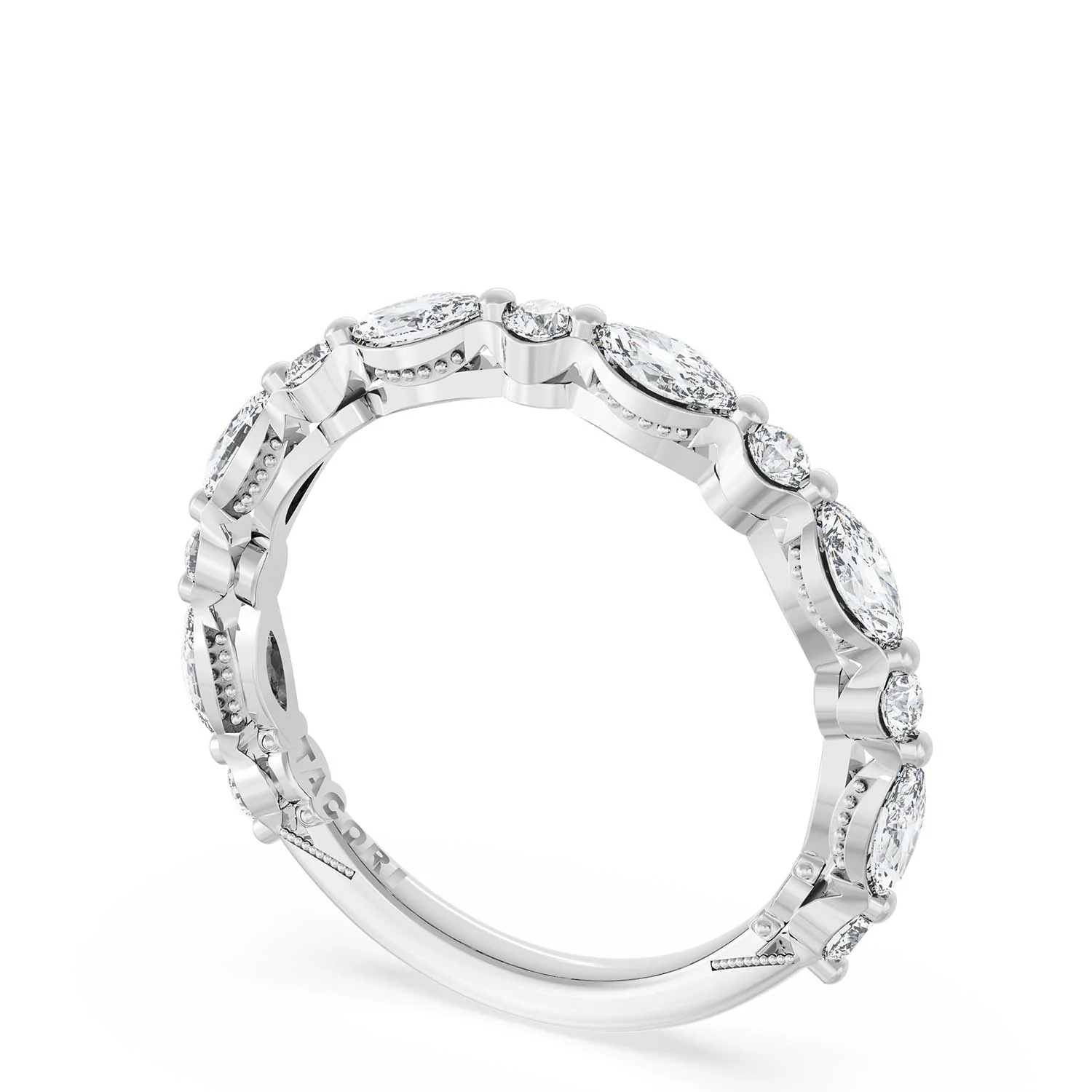 TACORI Platinum Sculpted Crescent Diamond Wedding Band - Image 2