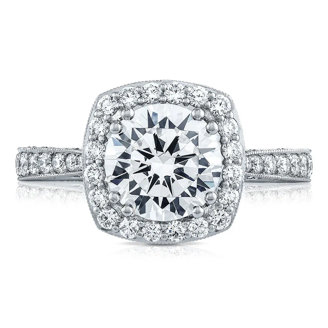 TACORI Platinum RoyalT Diamond Cushion Bloom Engagement Ring
